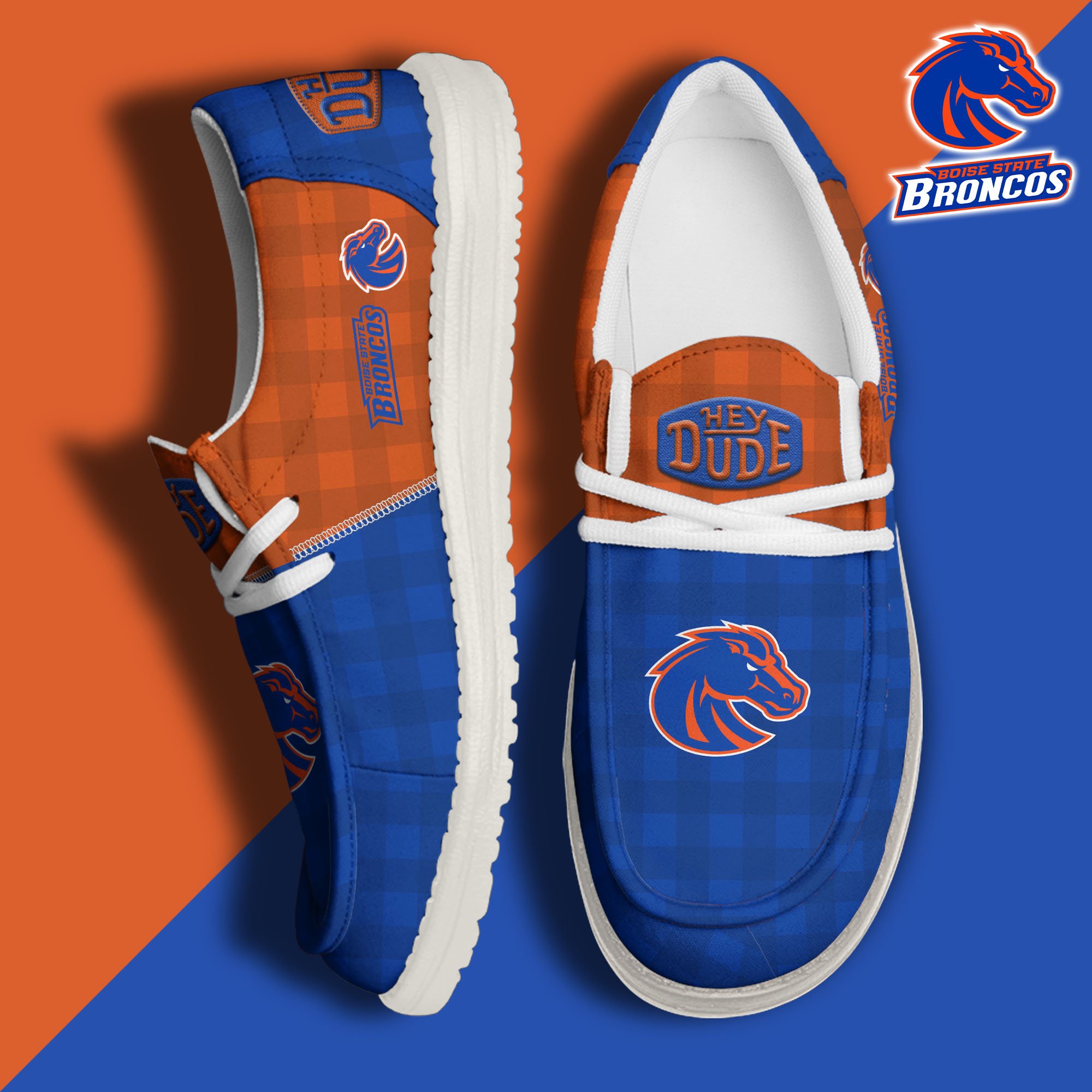 JWFancy Boise State Broncos Hey Dude Shoes Wally Men's Lace Up Loafers Comfortable For Men And Women