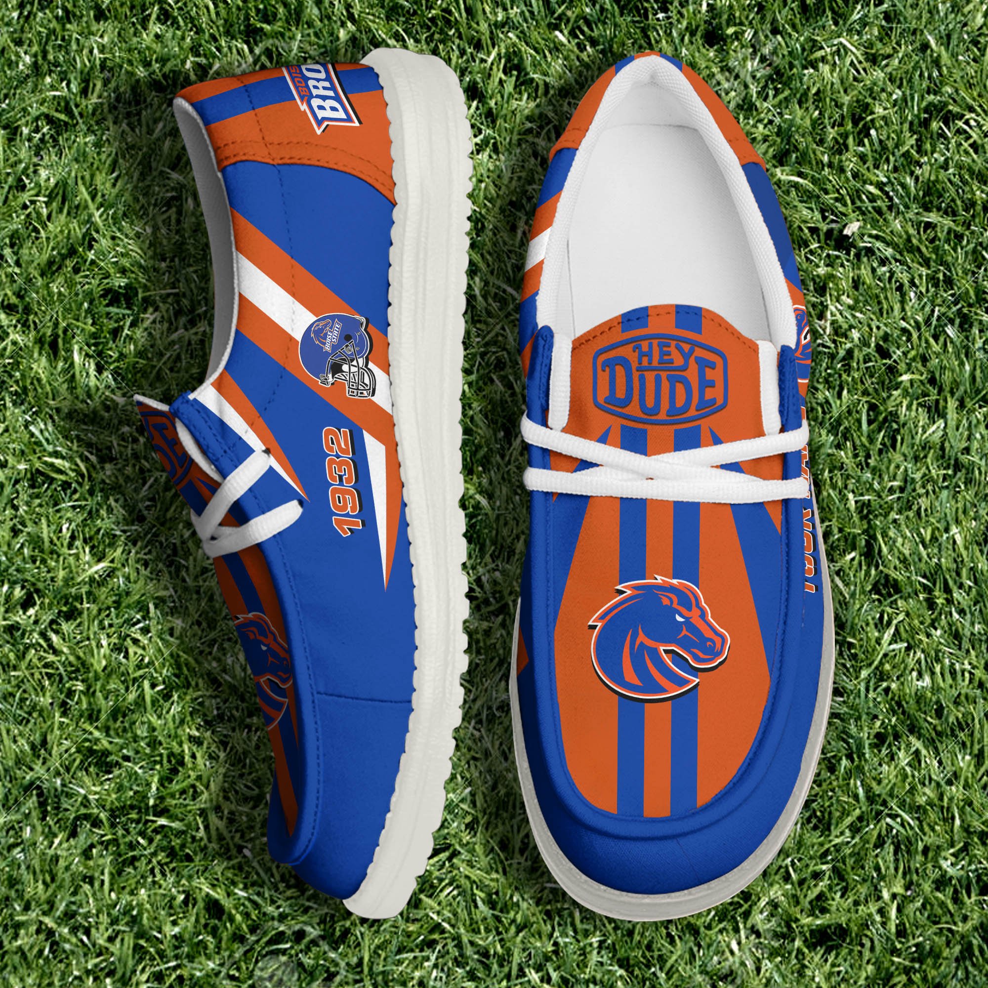 JWFancy Boise State Broncos Hey Dude Shoes Wally Men's Lace Up Loafers Comfortable For Men And Women