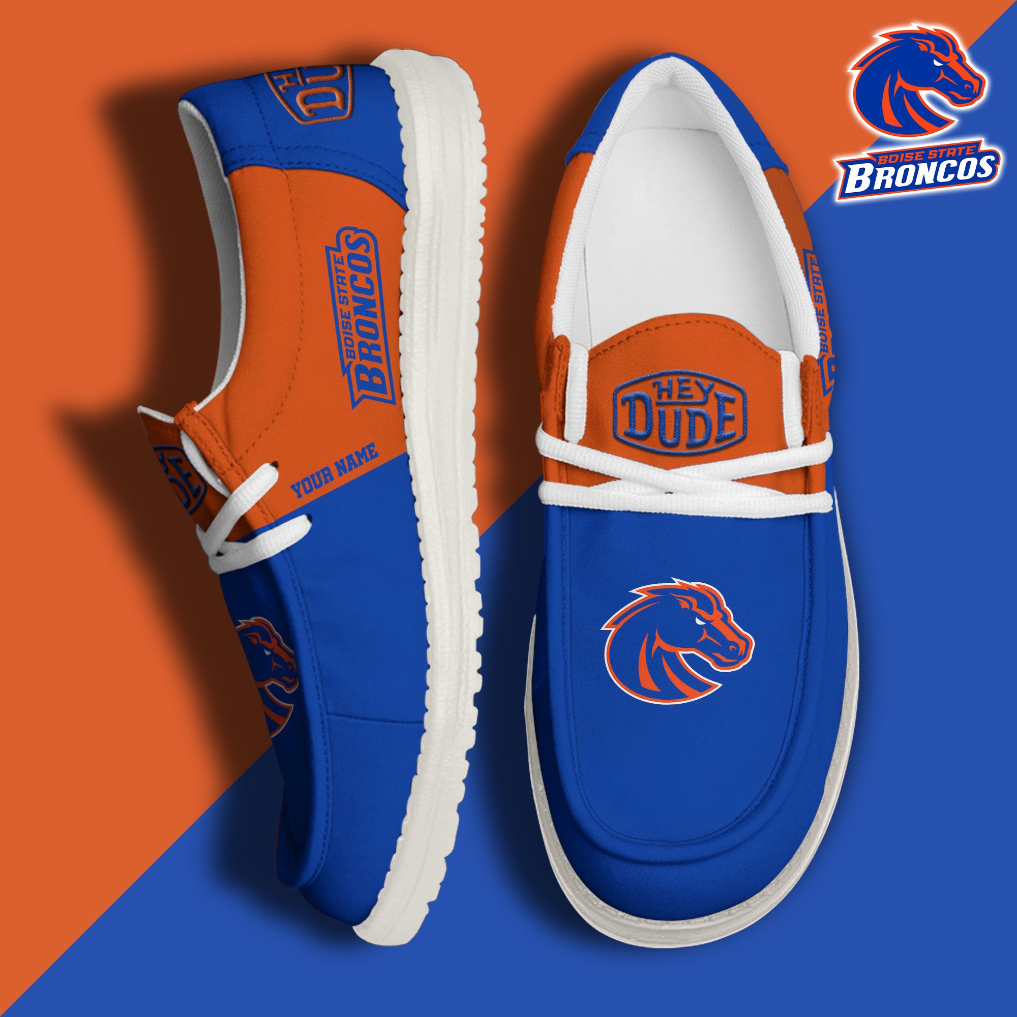 JWFancy Boise State Broncos Hey Dude Shoes Wally Men's Lace Up Loafers Comfortable For Men And Women