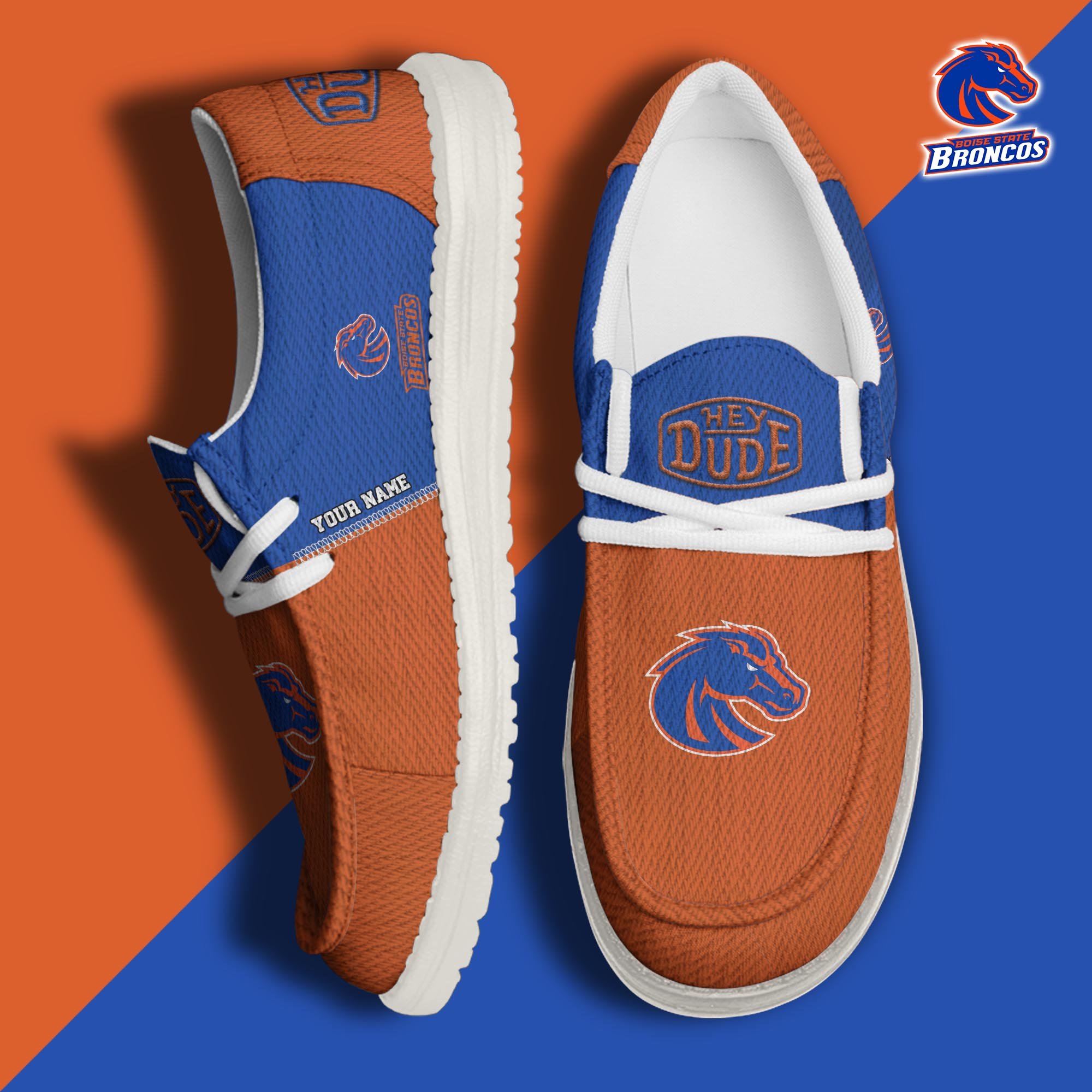 JWFancy Boise State Broncos Hey Dude Shoes Wally Men's Lace Up Loafers Comfortable For Men And Women