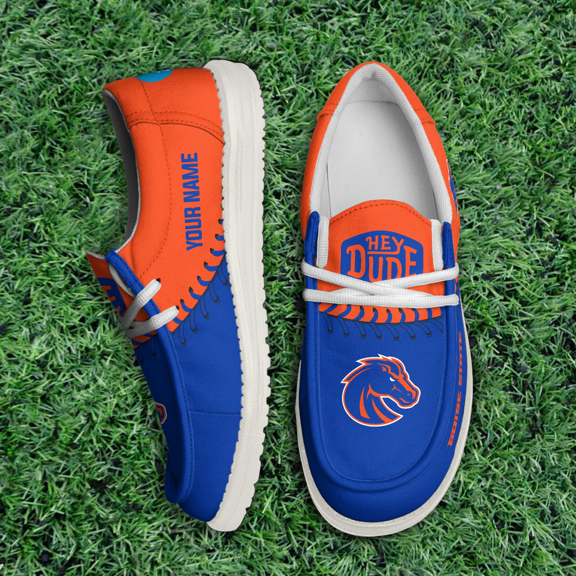 JWFancy Boise State Broncos Hey Dude Shoes Wally Men's Lace Up Loafers Comfortable For Men And Women