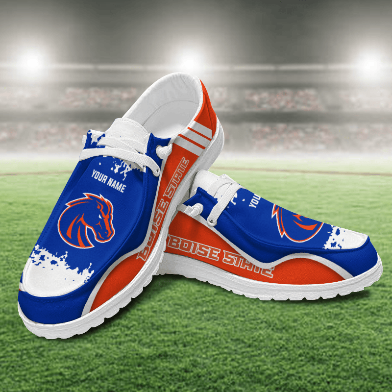 JWFancy Boise State Broncos Hey Dude Shoes Wally Men's Lace Up Loafers Comfortable For Men And Women