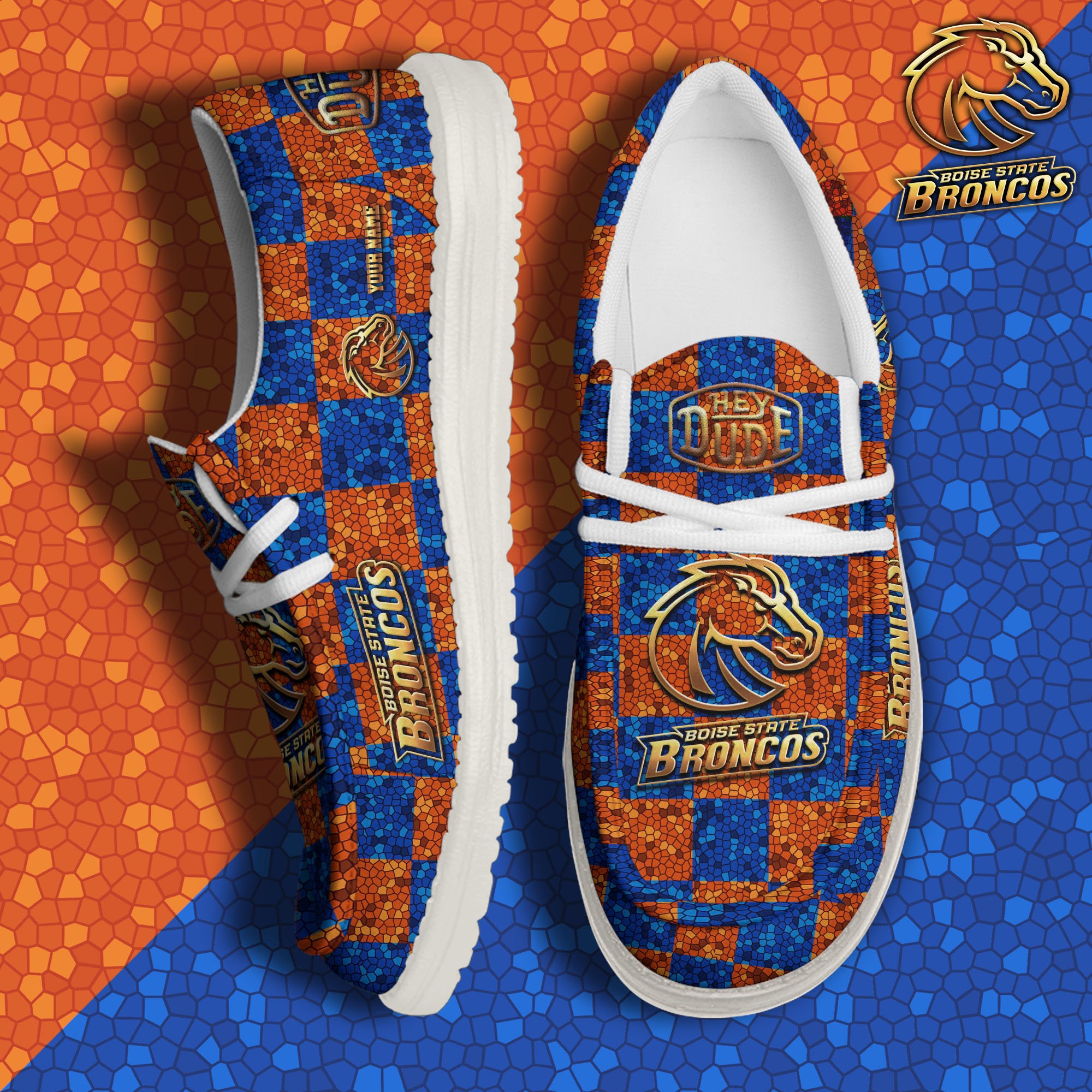JWFancy Boise State Broncos Hey Dude Shoes Wally Men's Lace Up Loafers Comfortable For Men And Women