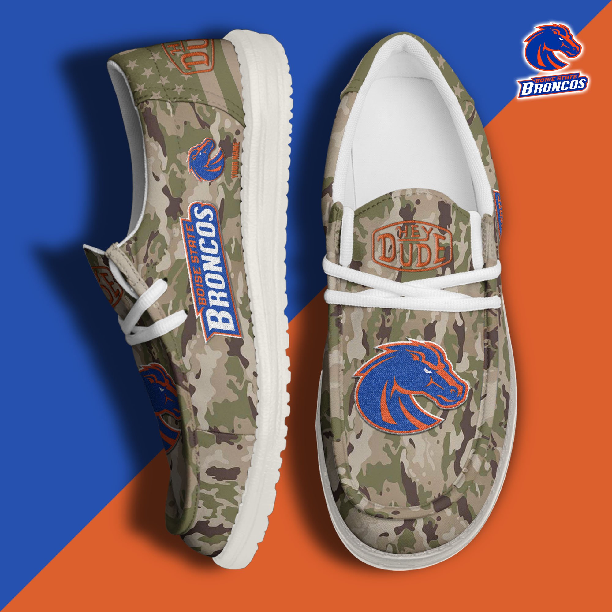 JWFancy Boise State Broncos Hey Dude Shoes Wally Men's Lace Up Loafers Comfortable For Men And Women