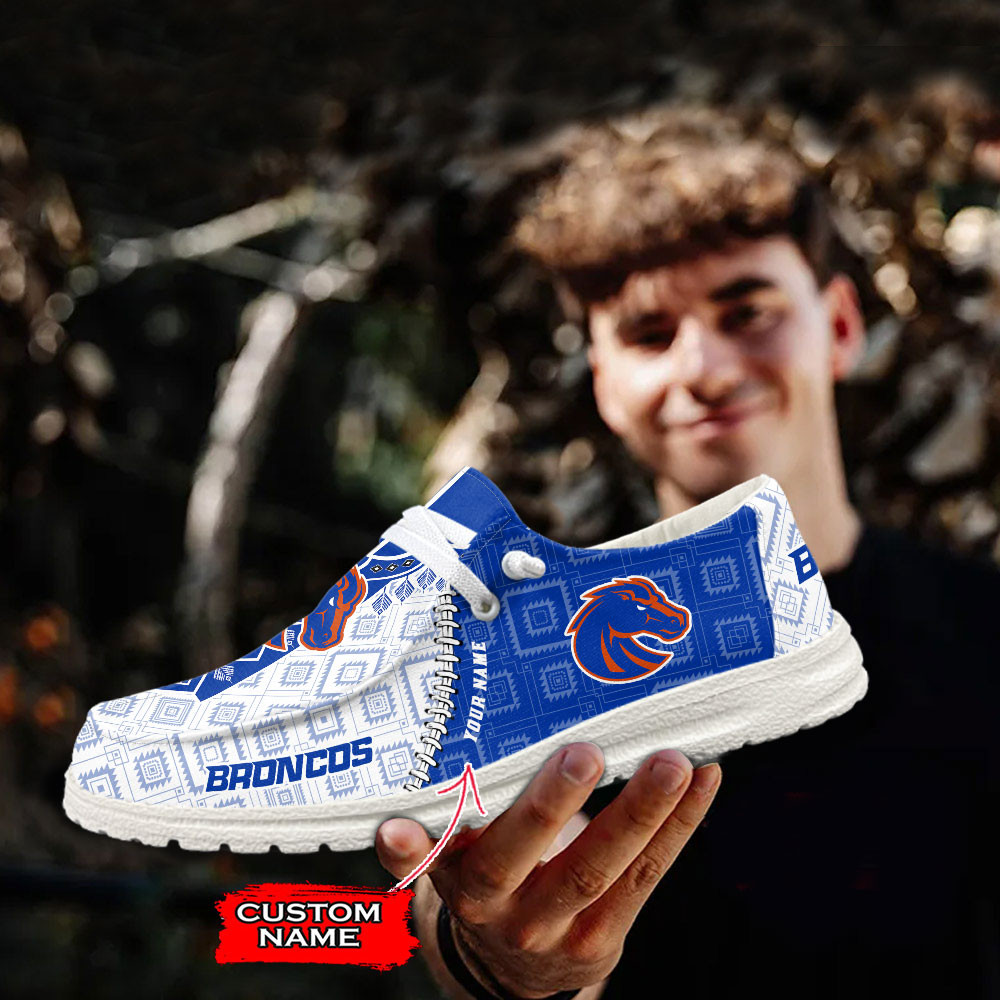 JWFancy Boise State Broncos Hey Dude Shoes Wally Men's Lace Up Loafers Comfortable For Men And Women