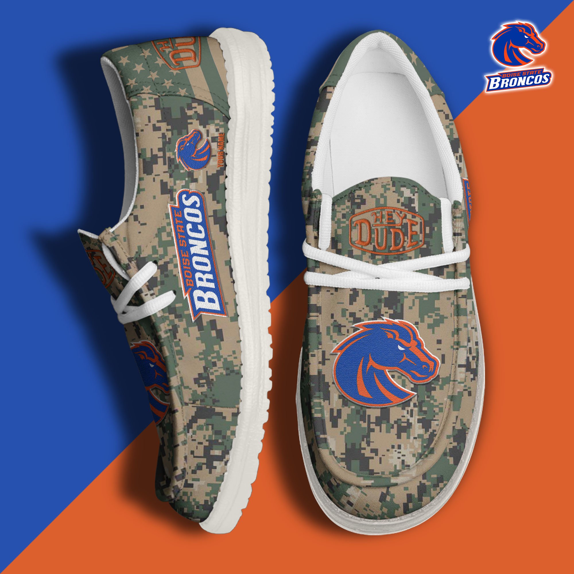 JWFancy Boise State Broncos Hey Dude Shoes Wally Men's Lace Up Loafers Comfortable For Men And Women