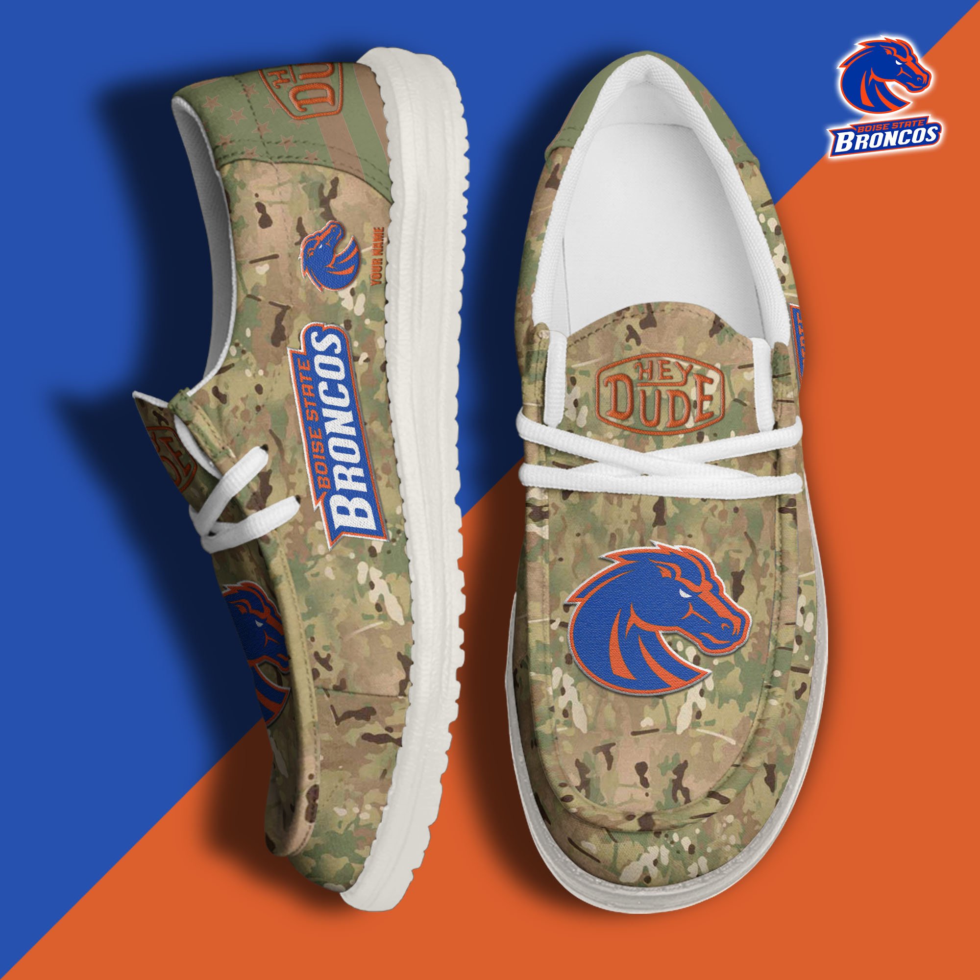 JWFancy Boise State Broncos Hey Dude Shoes Wally Men's Lace Up Loafers Comfortable For Men And Women