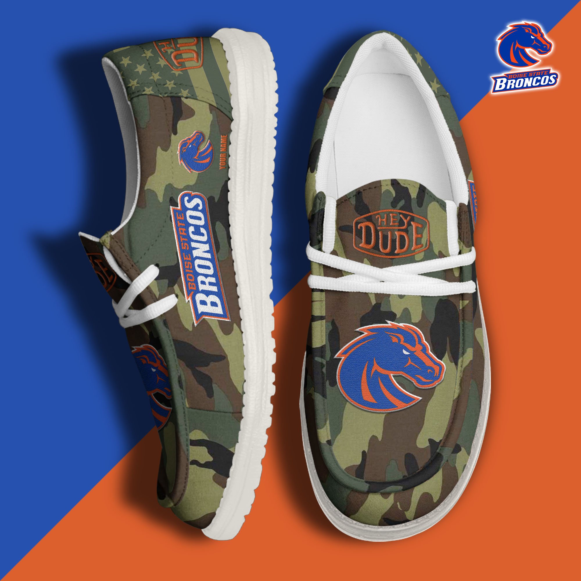 JWFancy Boise State Broncos Hey Dude Shoes Wally Men's Lace Up Loafers Comfortable For Men And Women