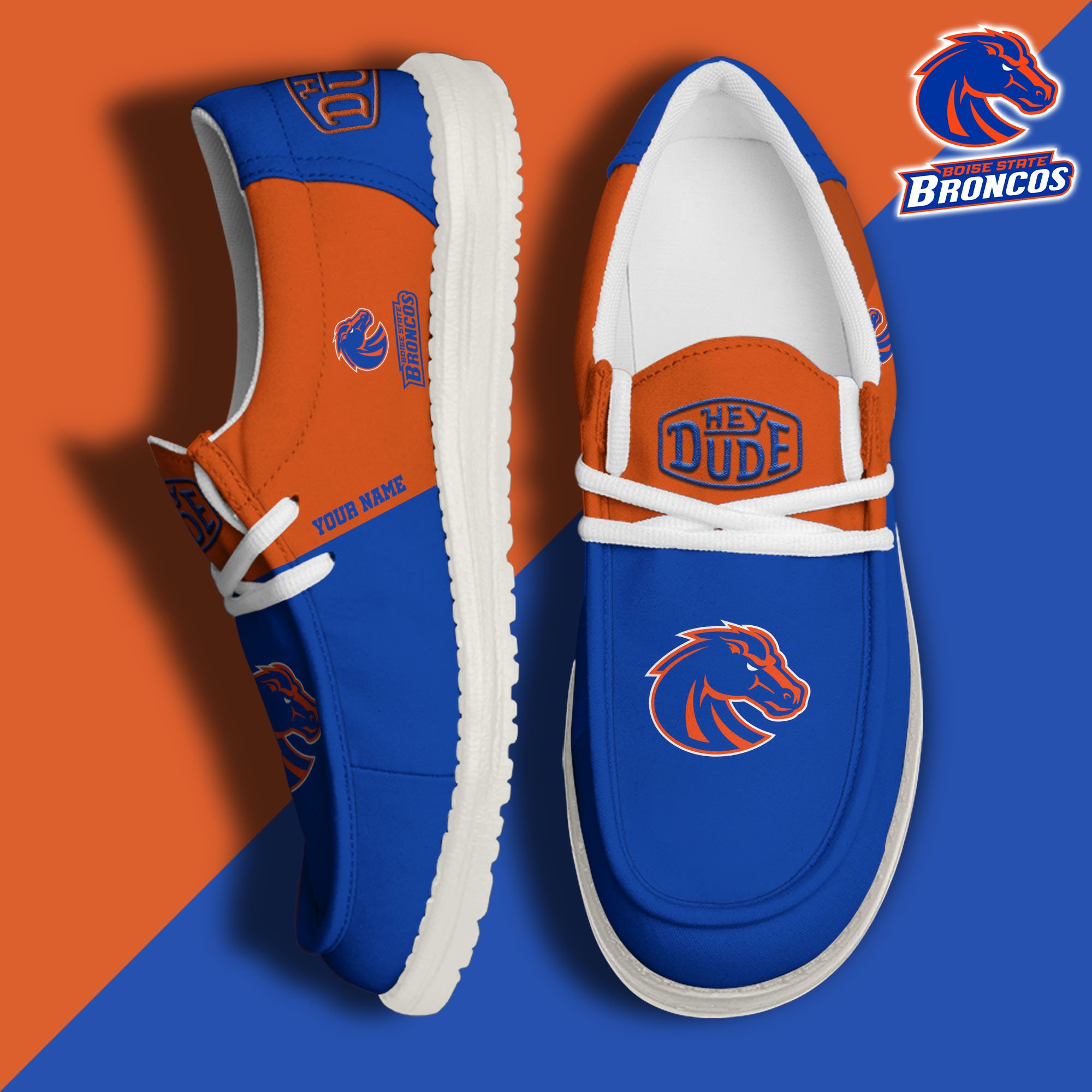 JWFancy Boise State Broncos Hey Dude Shoes Wally Men's Lace Up Loafers Comfortable For Men And Women