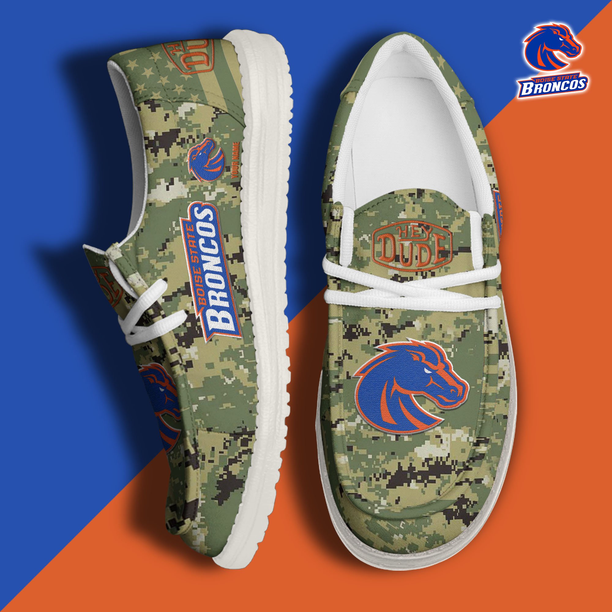 JWFancy Boise State Broncos Hey Dude Shoes Wally Men's Lace Up Loafers Comfortable For Men And Women