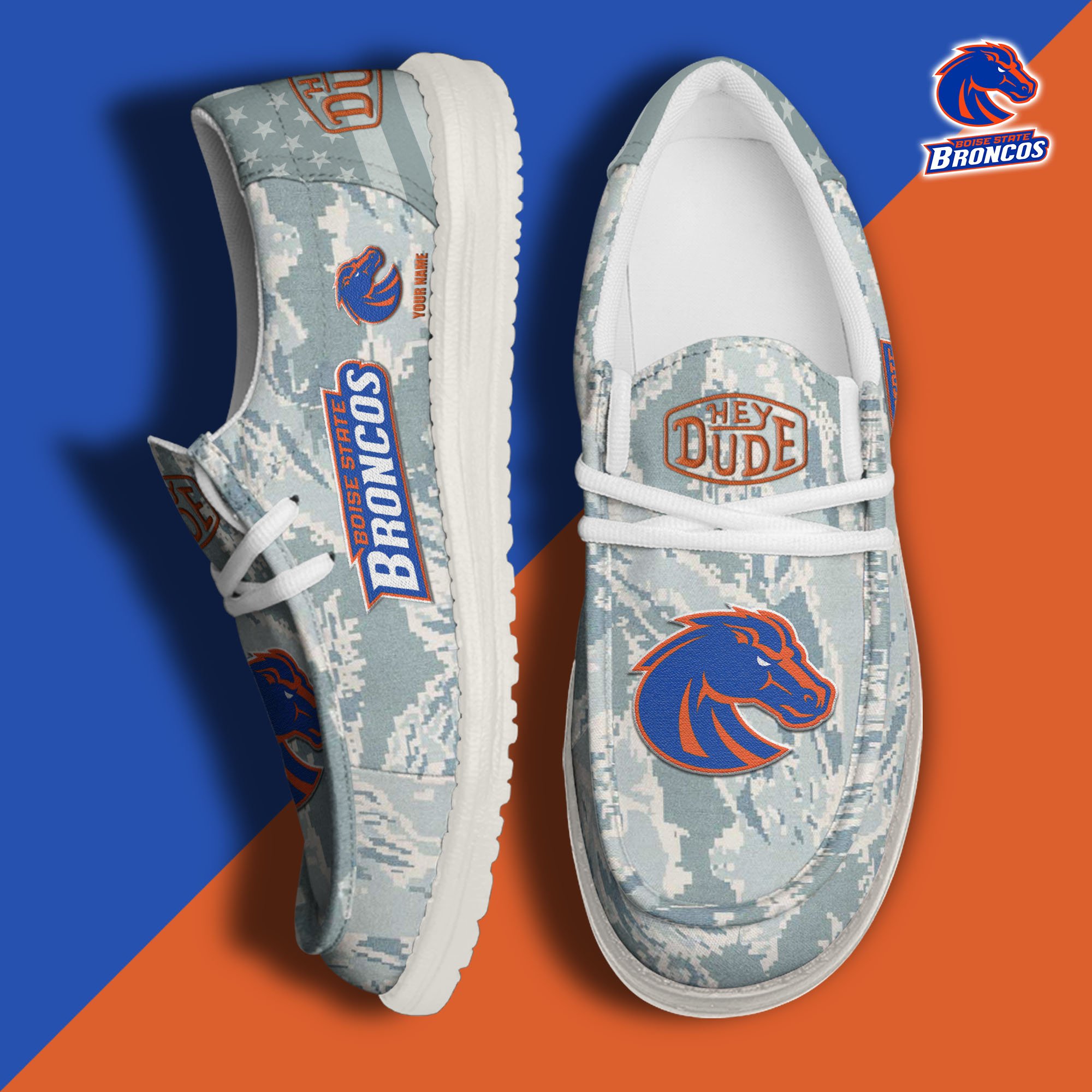 JWFancy Boise State Broncos Hey Dude Shoes Wally Men's Lace Up Loafers Comfortable For Men And Women