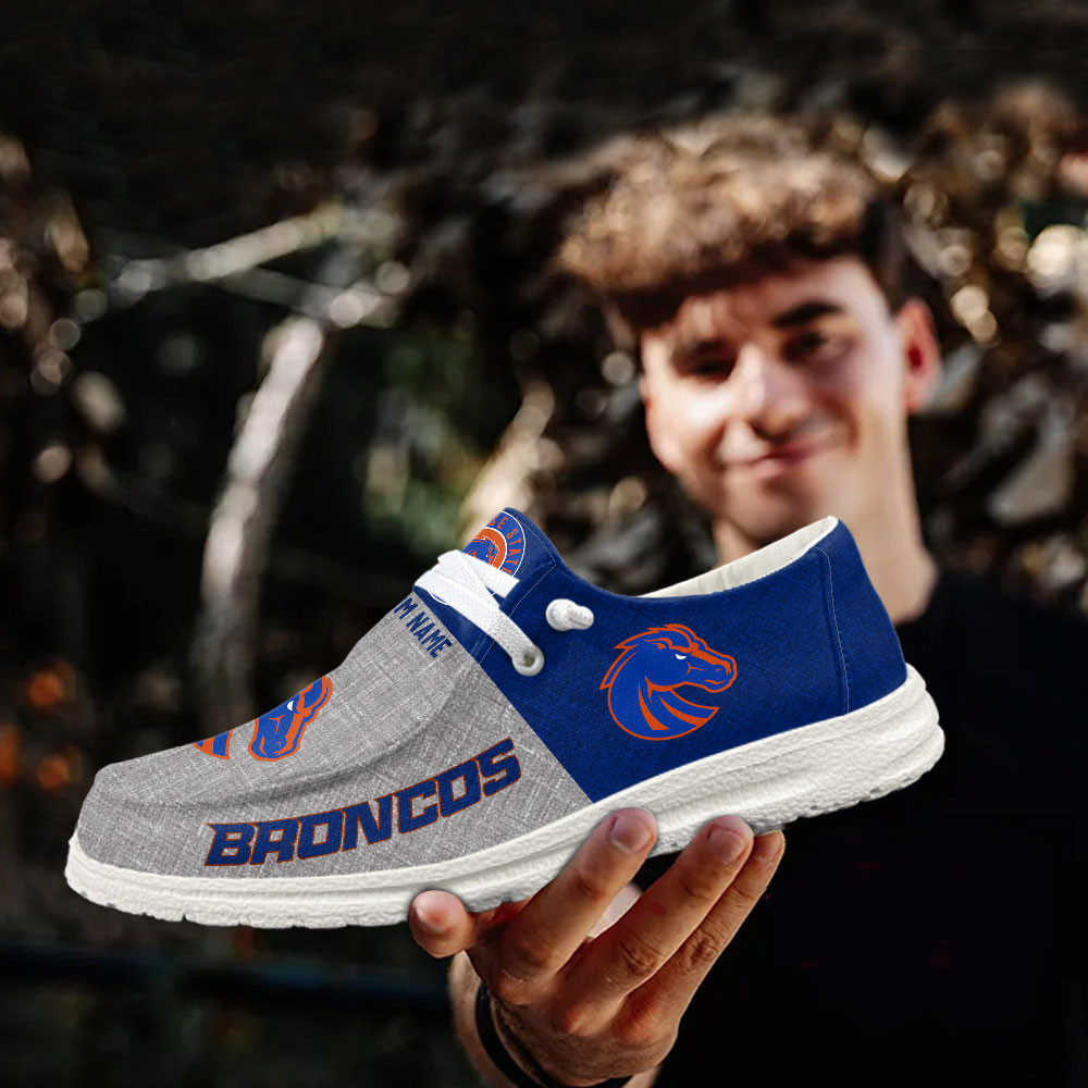 JWFancy Boise State Broncos Hey Dude Shoes Wally Men's Lace Up Loafers Comfortable For Men And Women