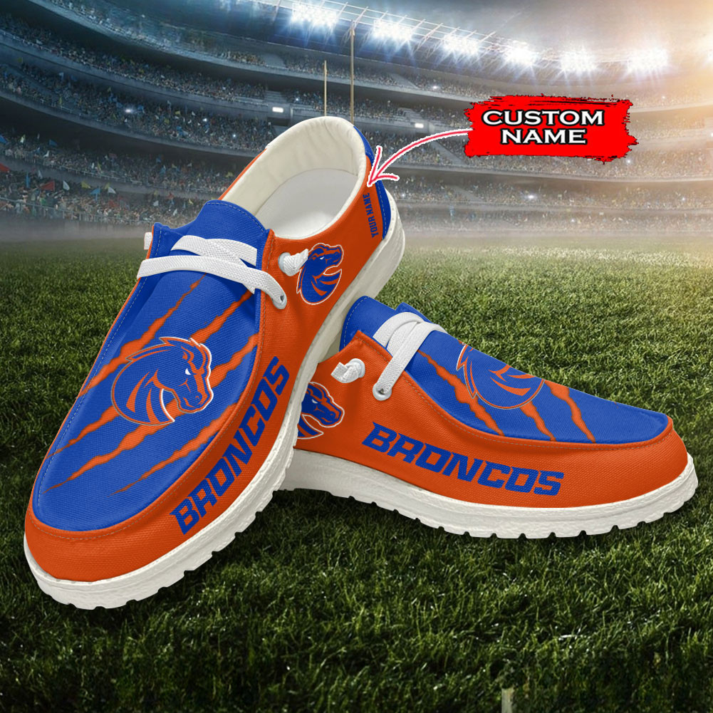 JWFancy Boise State Broncos Hey Dude Shoes Wally Men's Lace Up Loafers Comfortable For Men And Women