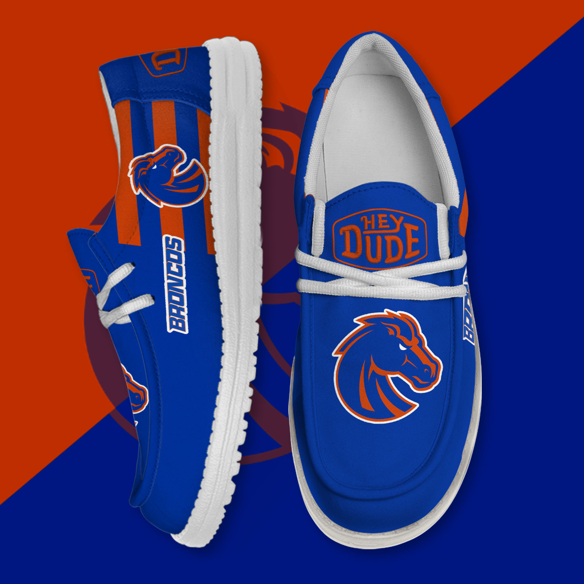 JWFancy Boise State Broncos Hey Dude Shoes Wally Men's Lace Up Loafers Comfortable For Men And Women