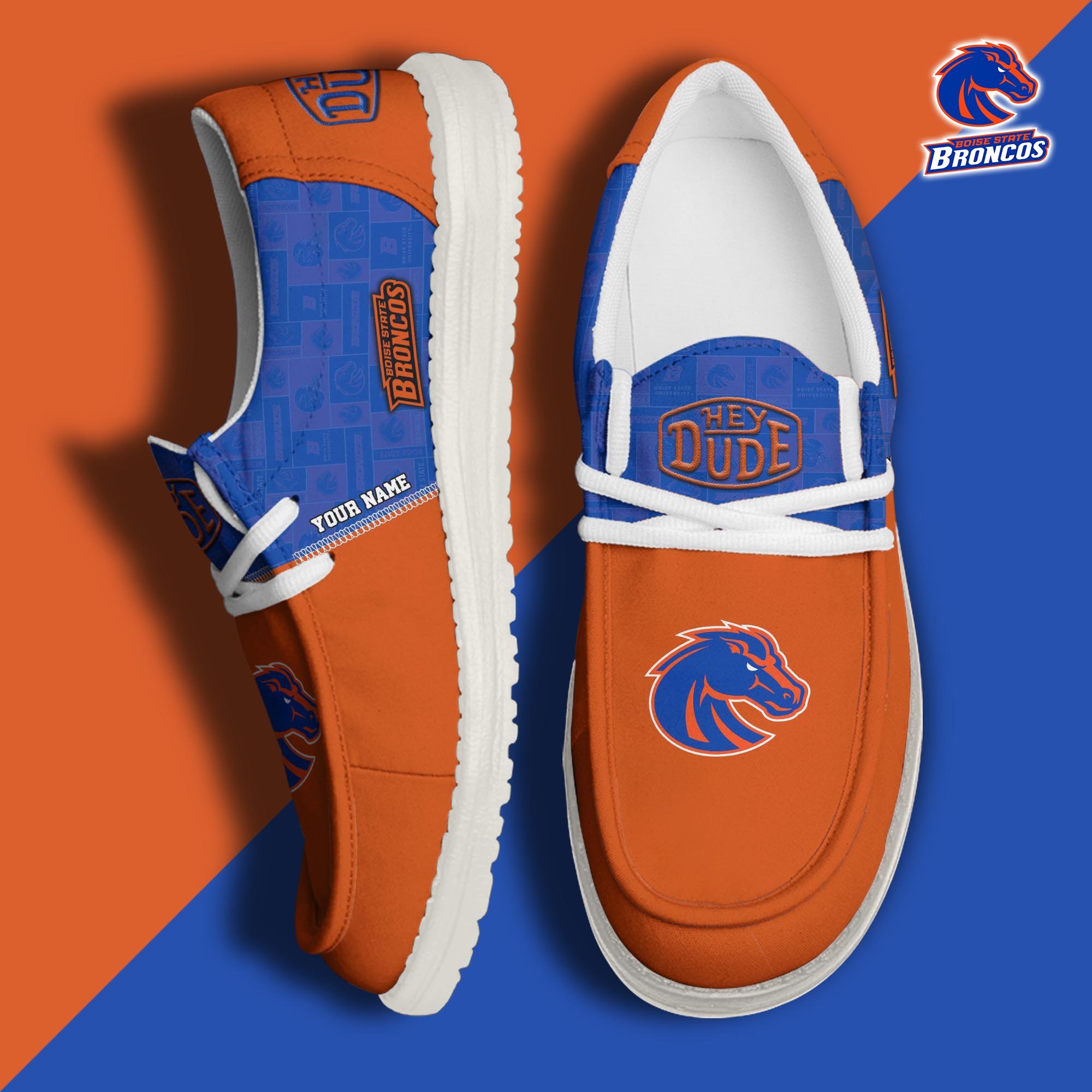 JWFancy Boise State Broncos Hey Dude Shoes Wally Men's Lace Up Loafers Comfortable For Men And Women