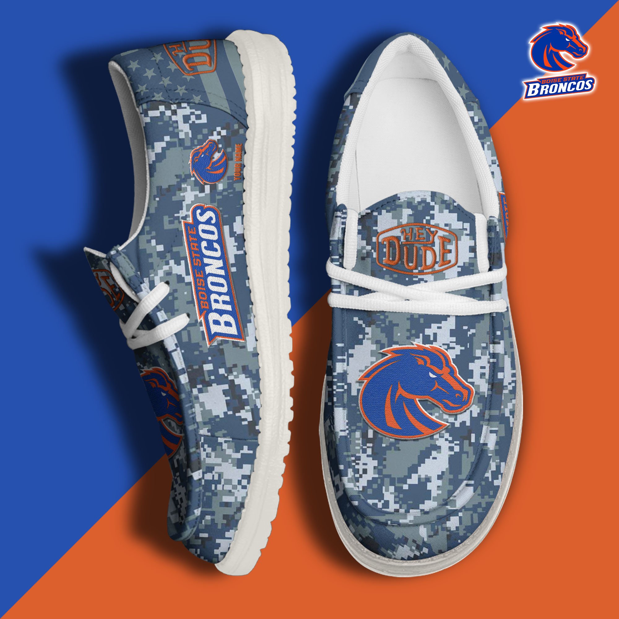 JWFancy Boise State Broncos Hey Dude Shoes Wally Men's Lace Up Loafers Comfortable For Men And Women