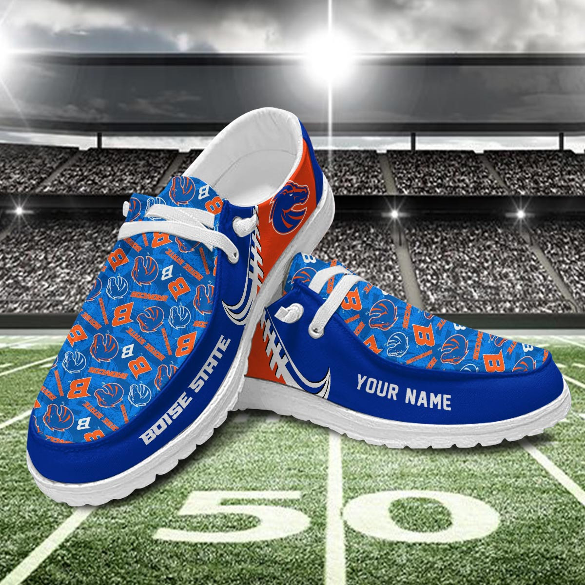 JWFancy Boise State Broncos Hey Dude Shoes Wally Men's Lace Up Loafers Comfortable For Men And Women