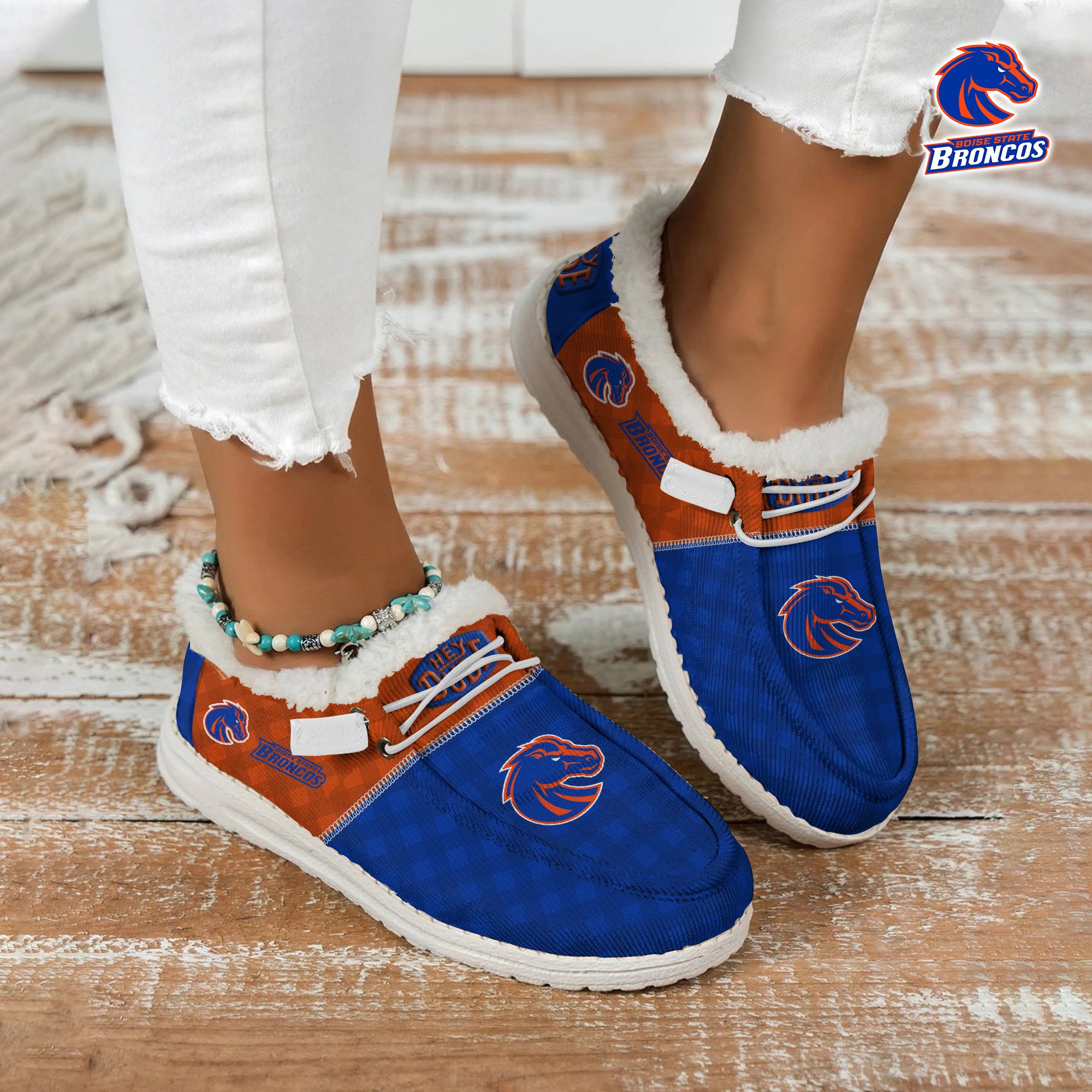 JWFancy Boise State Broncos Hey Dude Shoes Wally Men's Lace Up Loafers Comfortable For Men And Women