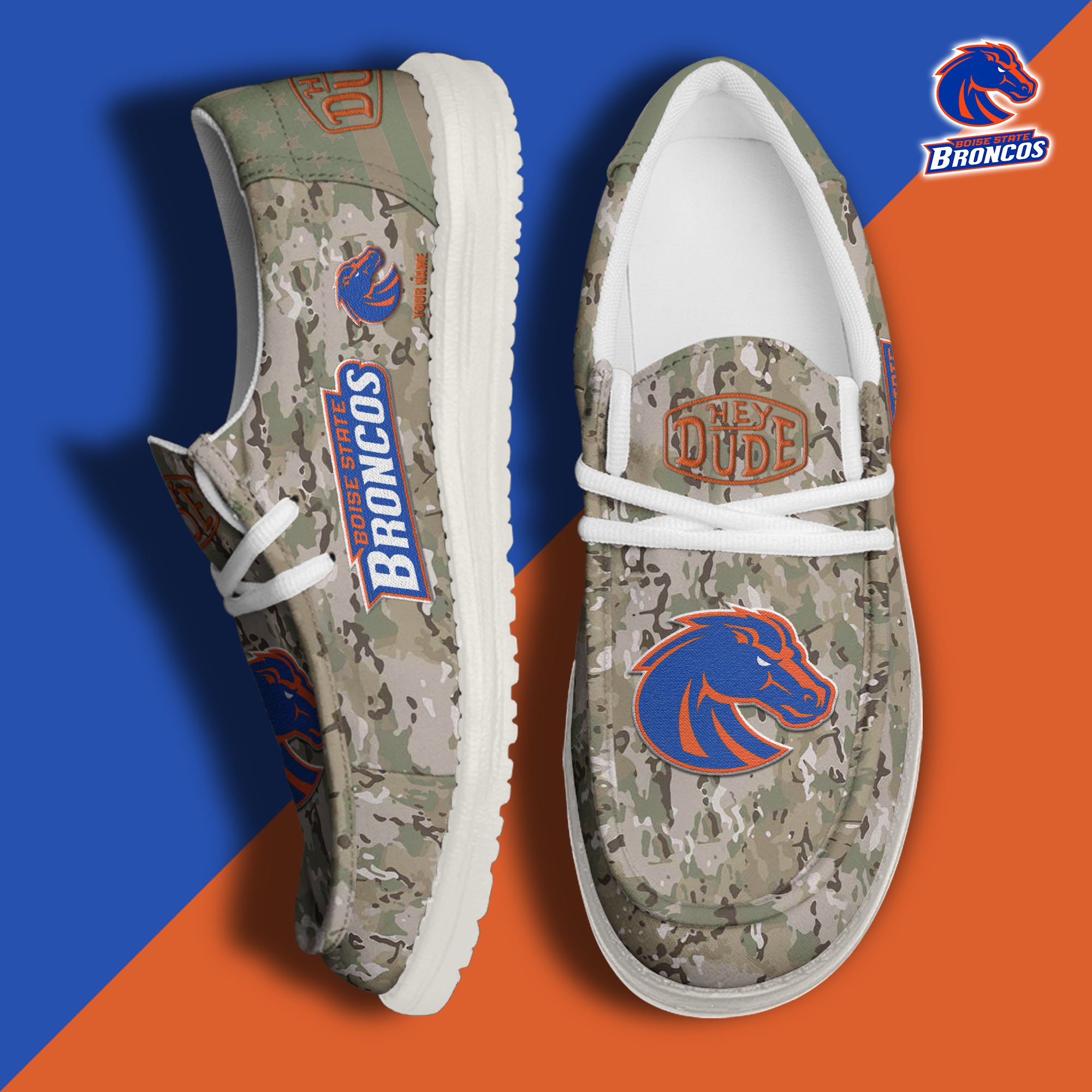 JWFancy Boise State Broncos Hey Dude Shoes Wally Men's Lace Up Loafers Comfortable For Men And Women