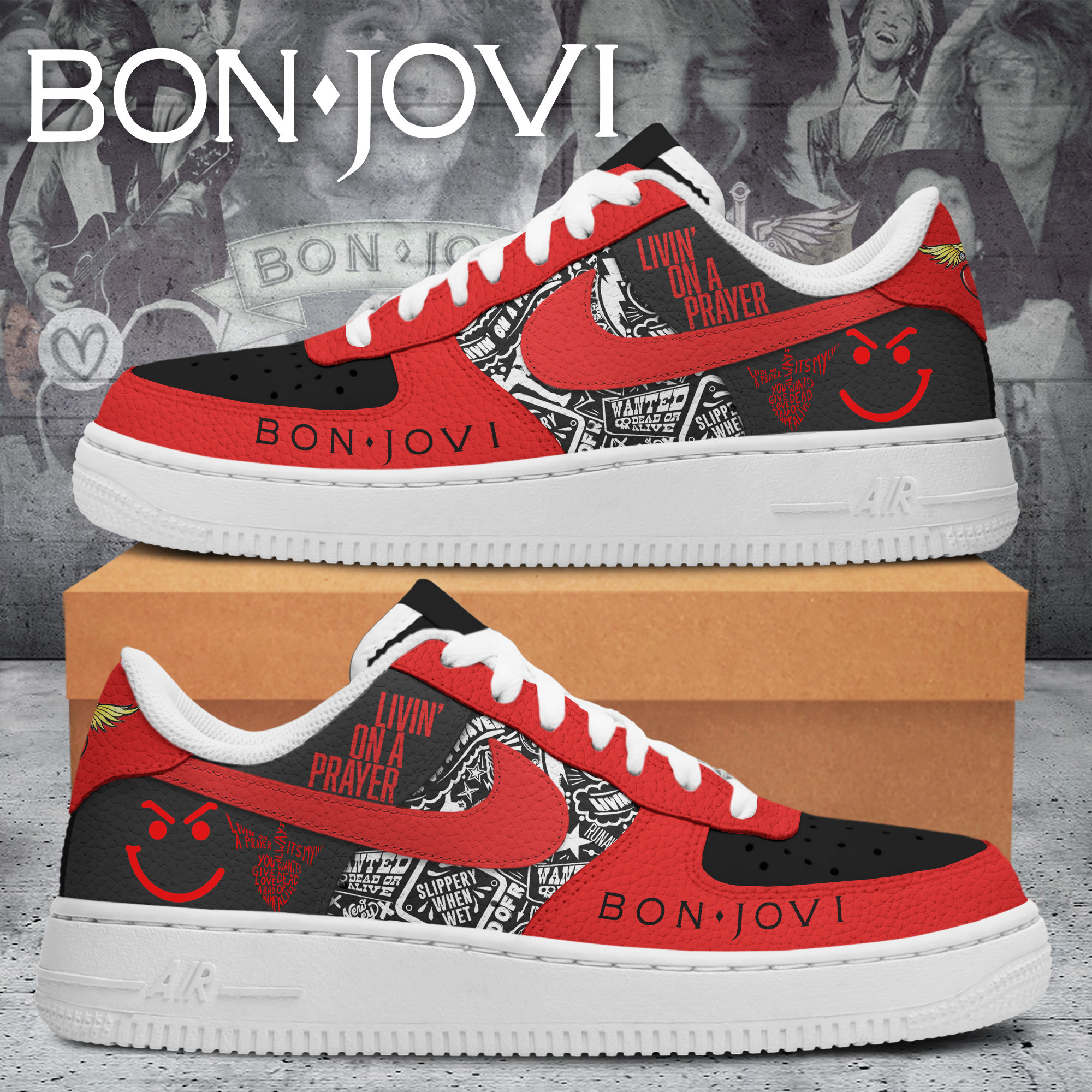 JWFancy Bon Jovi Air Low-Top Sneakers Shoes For Men And Women