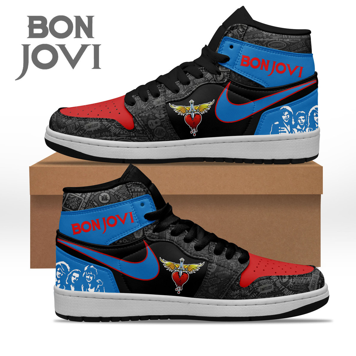 JWFancy Bon Jovi AJ1 High Sneakers Shoes For Men And Women