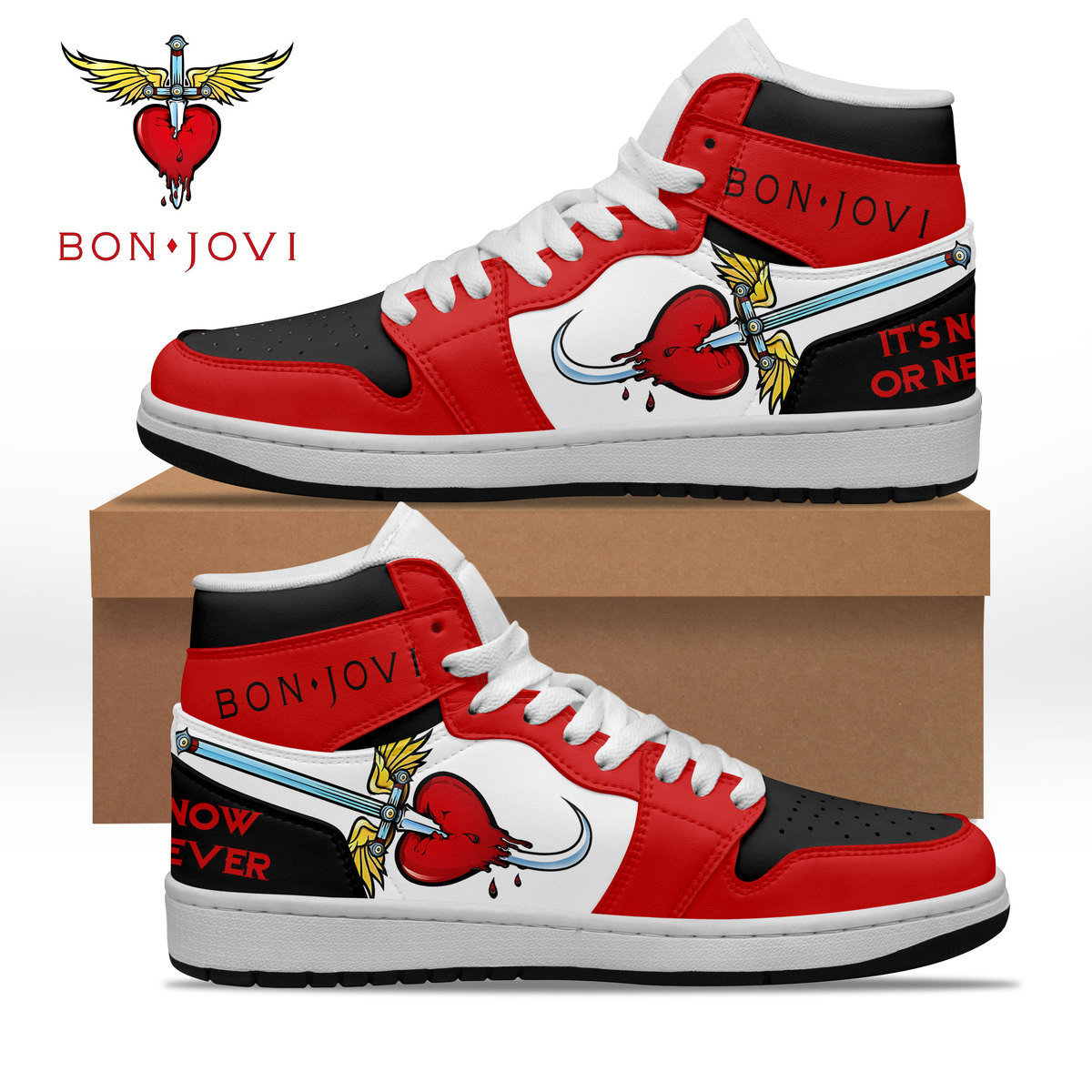 JWFancy Bon Jovi AJ1 High Sneakers Shoes For Men And Women