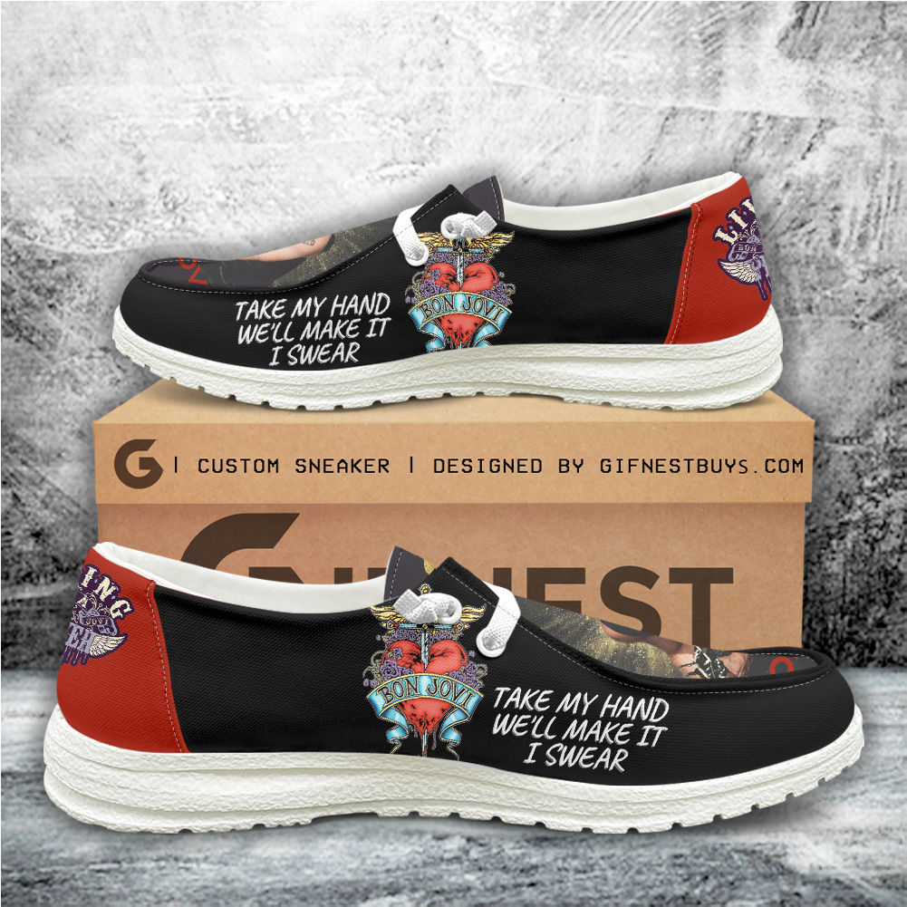 JWFancy Bon Jovi Hey Dude Shoes Wally Men's Lace Up Loafers Comfortable For Men And Women