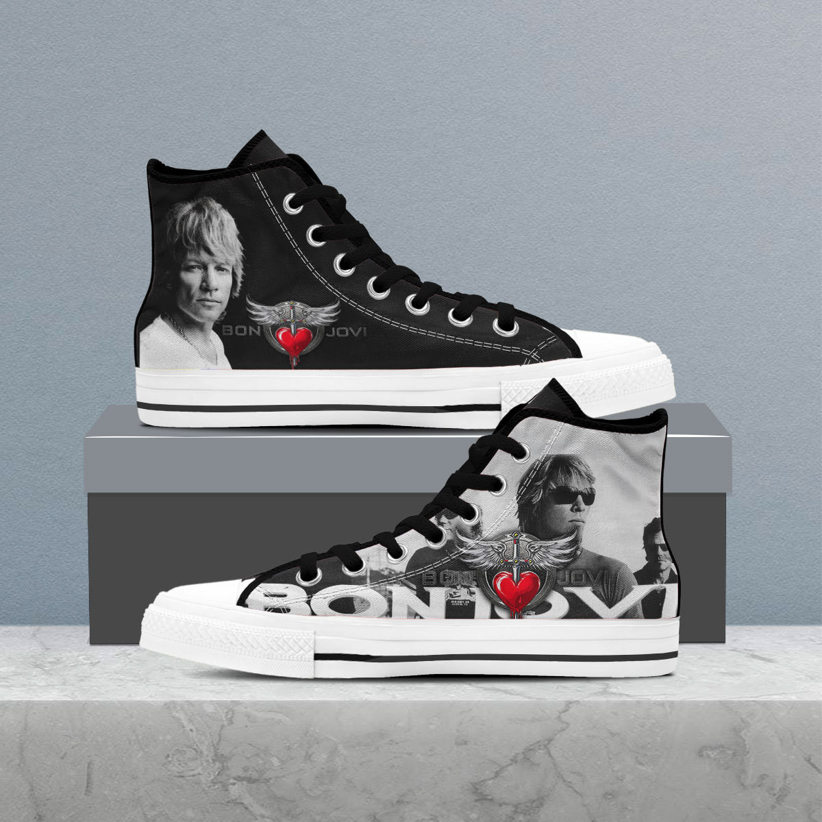 JWFancy Bon Jovi High Top Canvas Sneakers Shoes For Men And Women