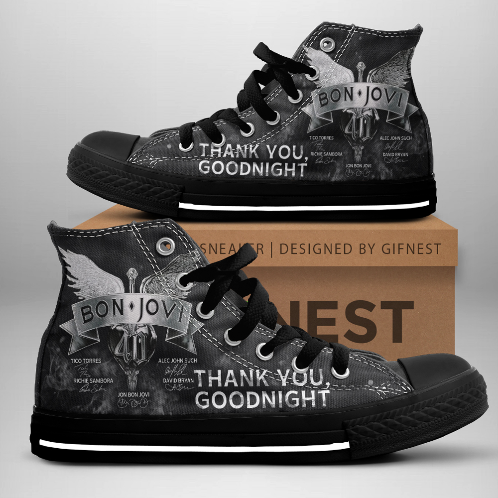 JWFancy Bon Jovi High Top Canvas Sneakers Shoes For Men And Women
