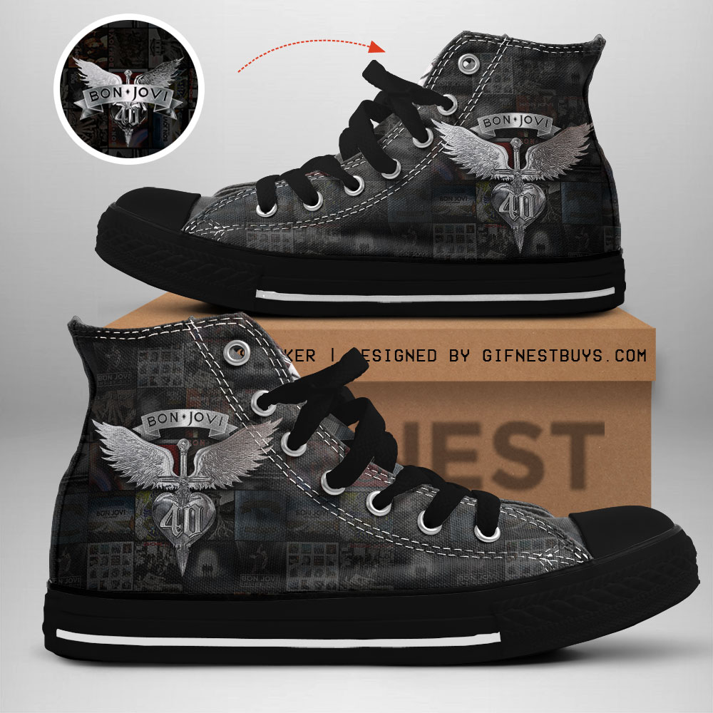 JWFancy Bon Jovi High Top Canvas Sneakers Shoes For Men And Women