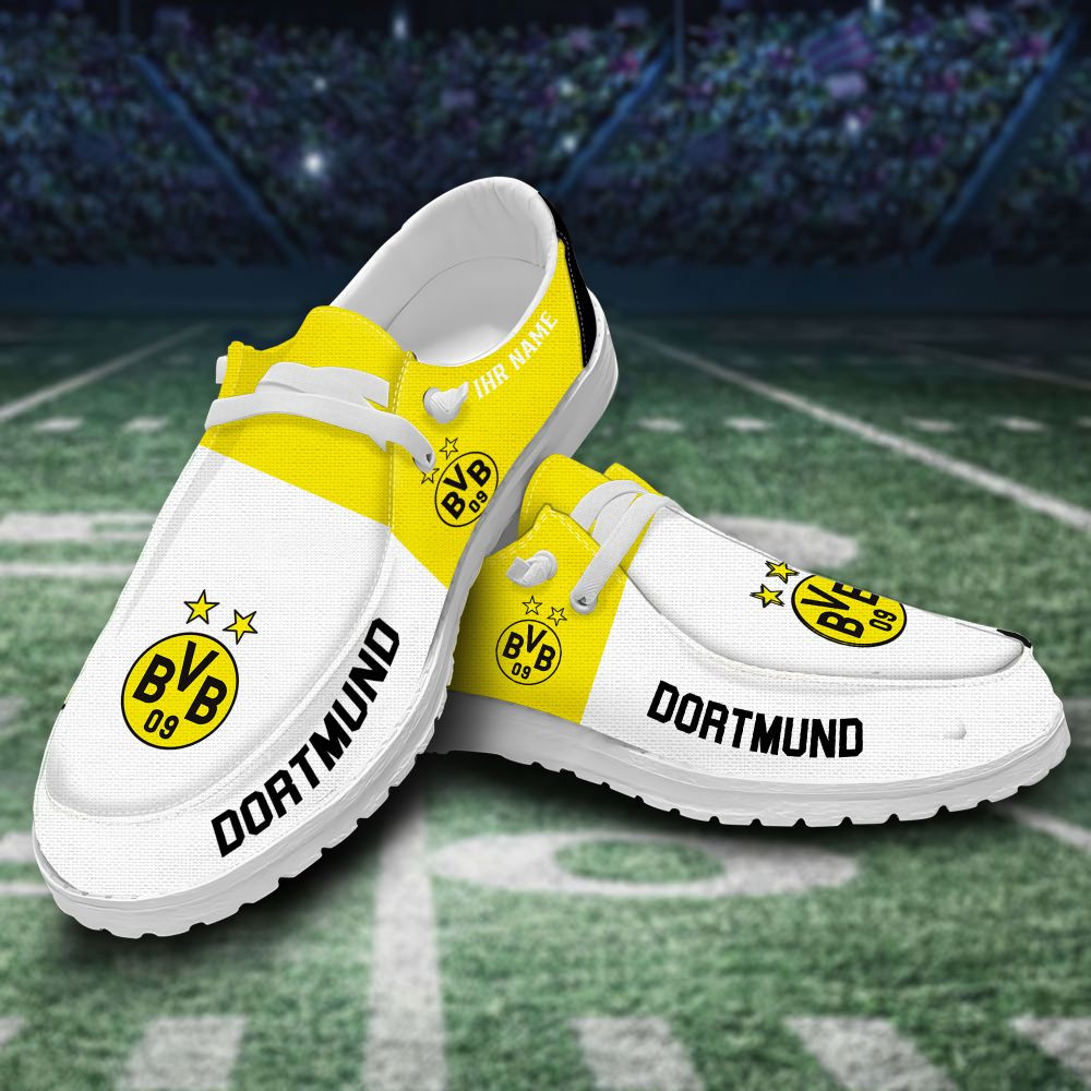 JWFancy Borussia Dortmund Hey Dude Shoes Wally Men's Lace Up Loafers Comfortable For Men And Women