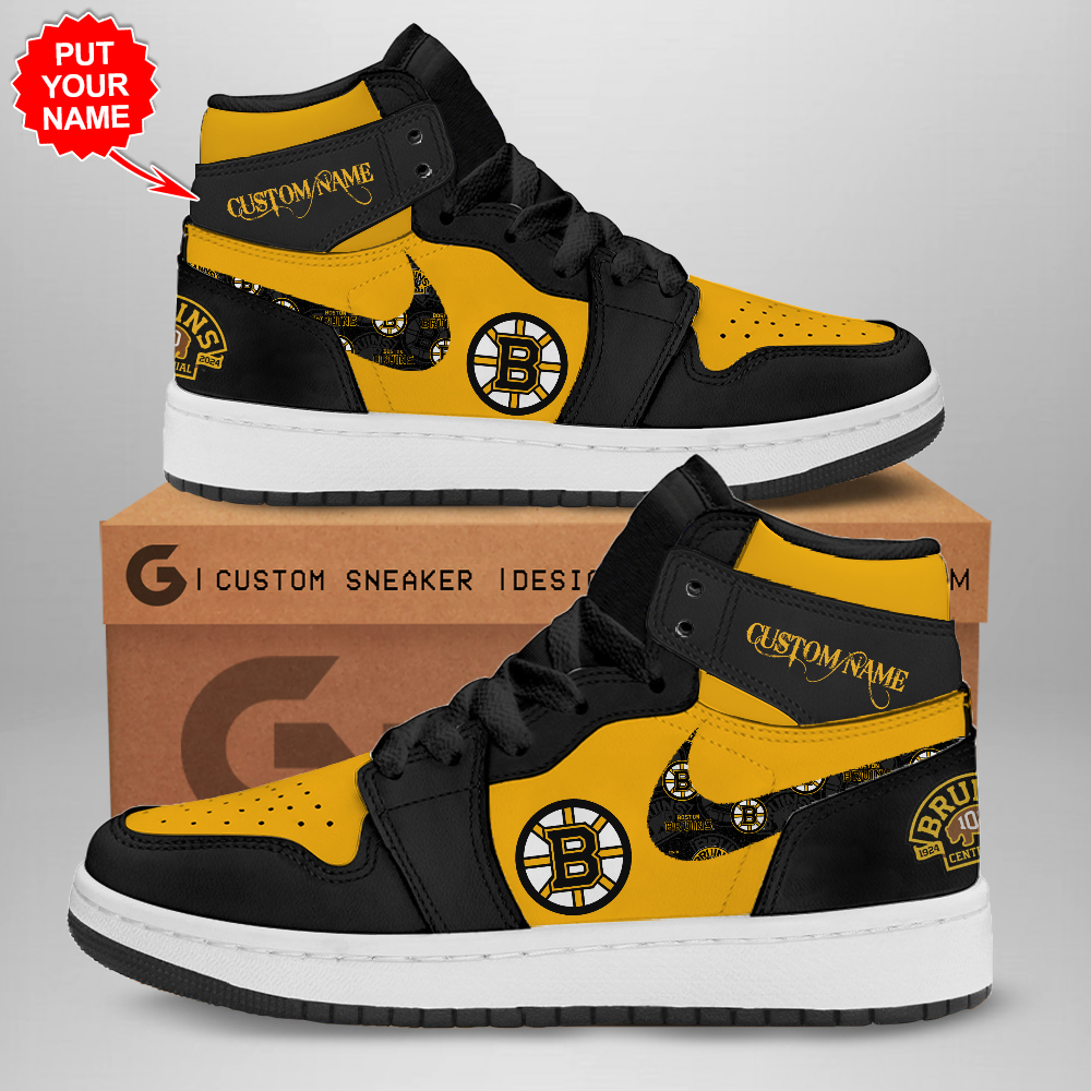 JWFancy Boston Bruins AJ1 High Sneakers Shoes For Men And Women