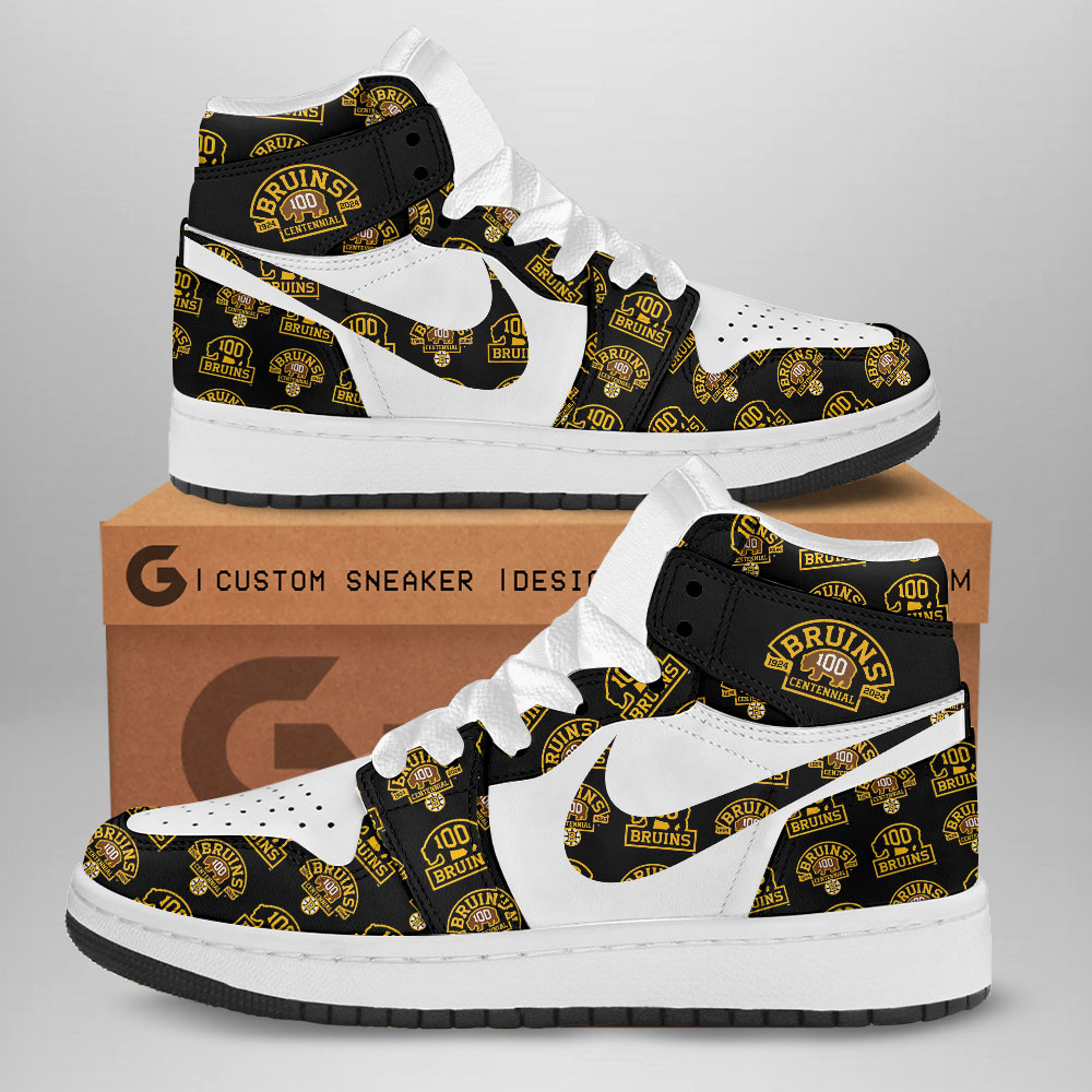 JWFancy Boston Bruins AJ1 High Sneakers Shoes For Men And Women