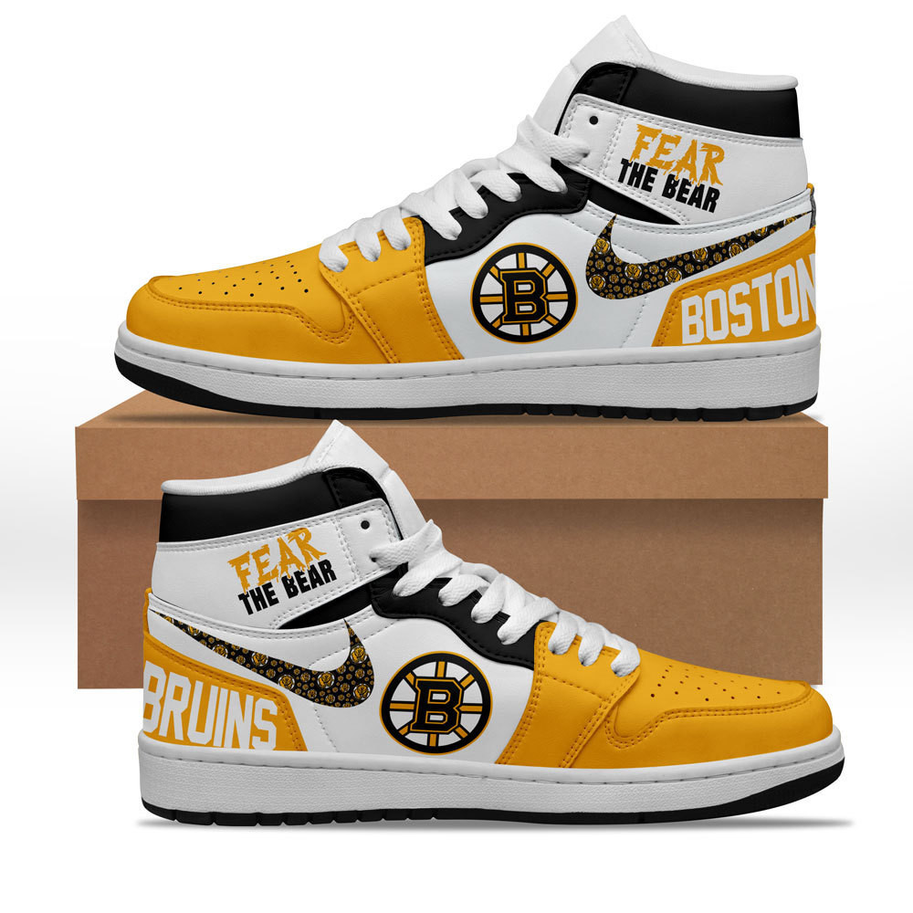 JWFancy Boston Bruins AJ1 High Sneakers Shoes For Men And Women