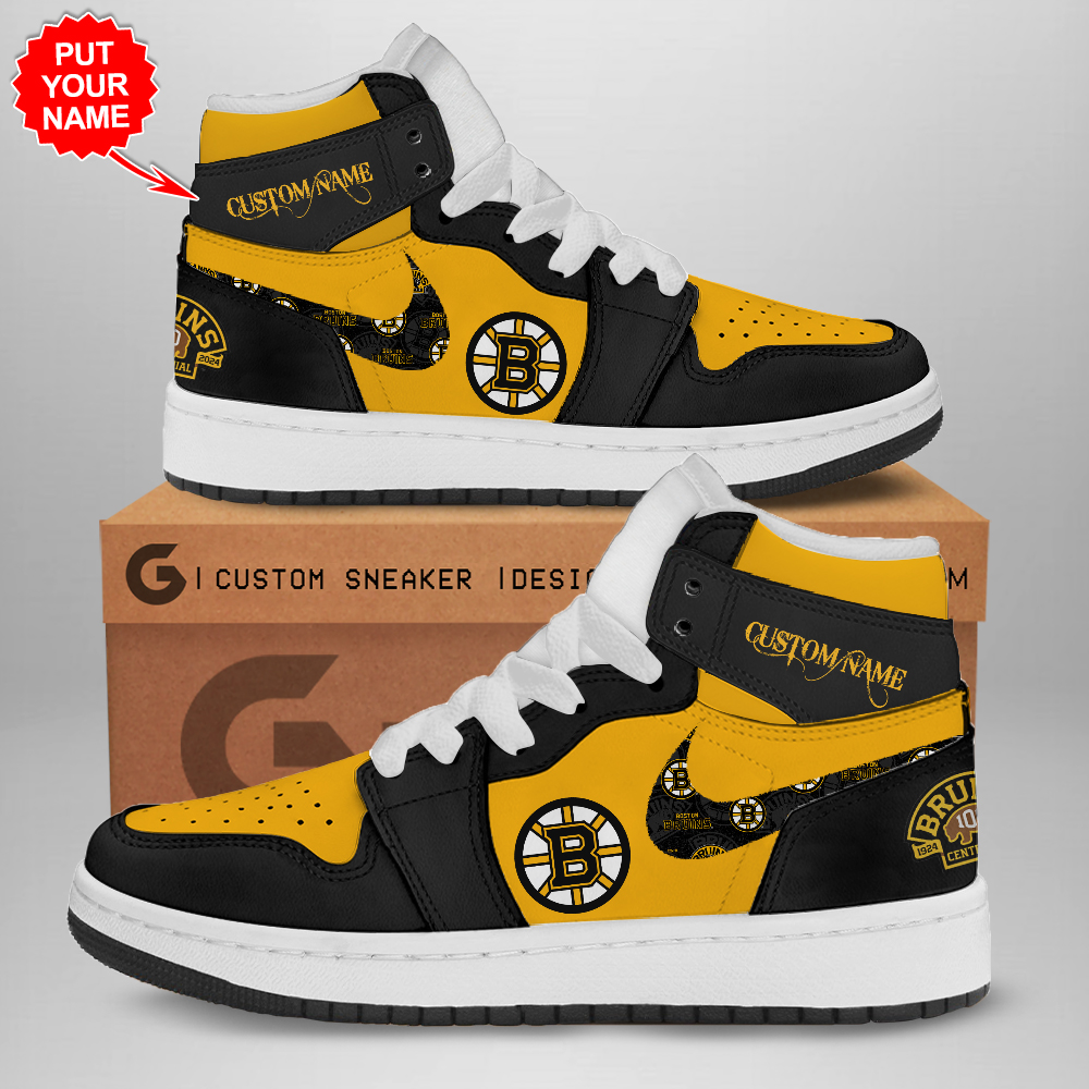 JWFancy Boston Bruins AJ1 High Sneakers Shoes For Men And Women