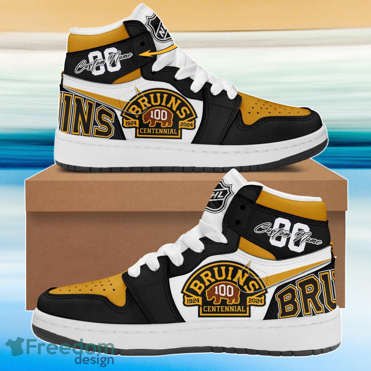 JWFancy Boston Bruins AJ1 High Sneakers Shoes For Men And Women