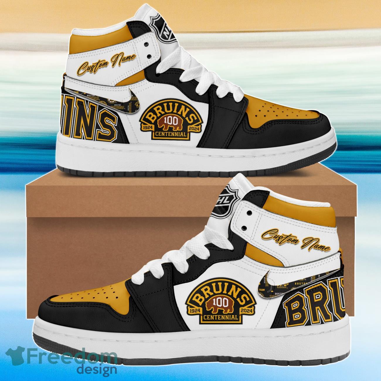 JWFancy Boston Bruins AJ1 High Sneakers Shoes For Men And Women