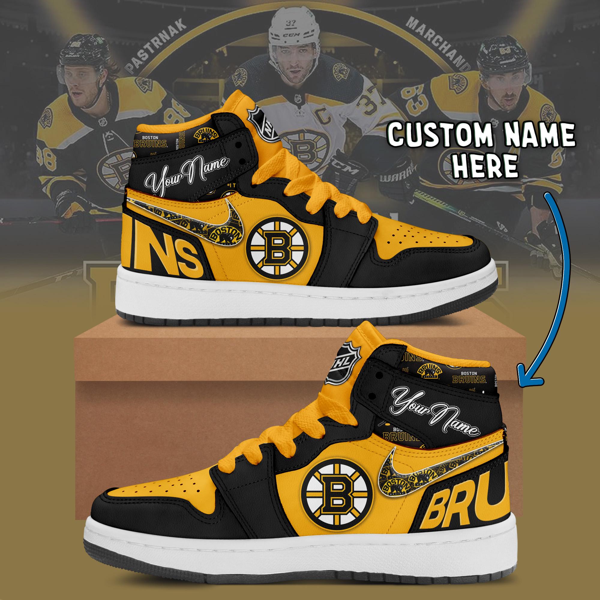 JWFancy Boston Bruins AJ1 High Sneakers Shoes For Men And Women