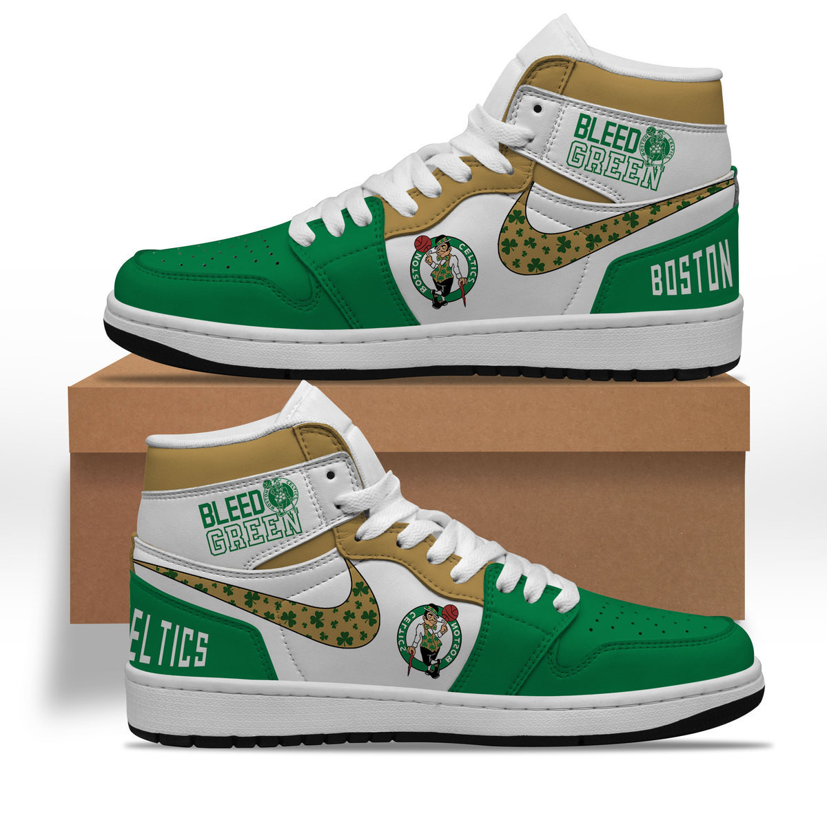 JWFancy Boston Celtics AJ1 High Sneakers Shoes For Men And Women