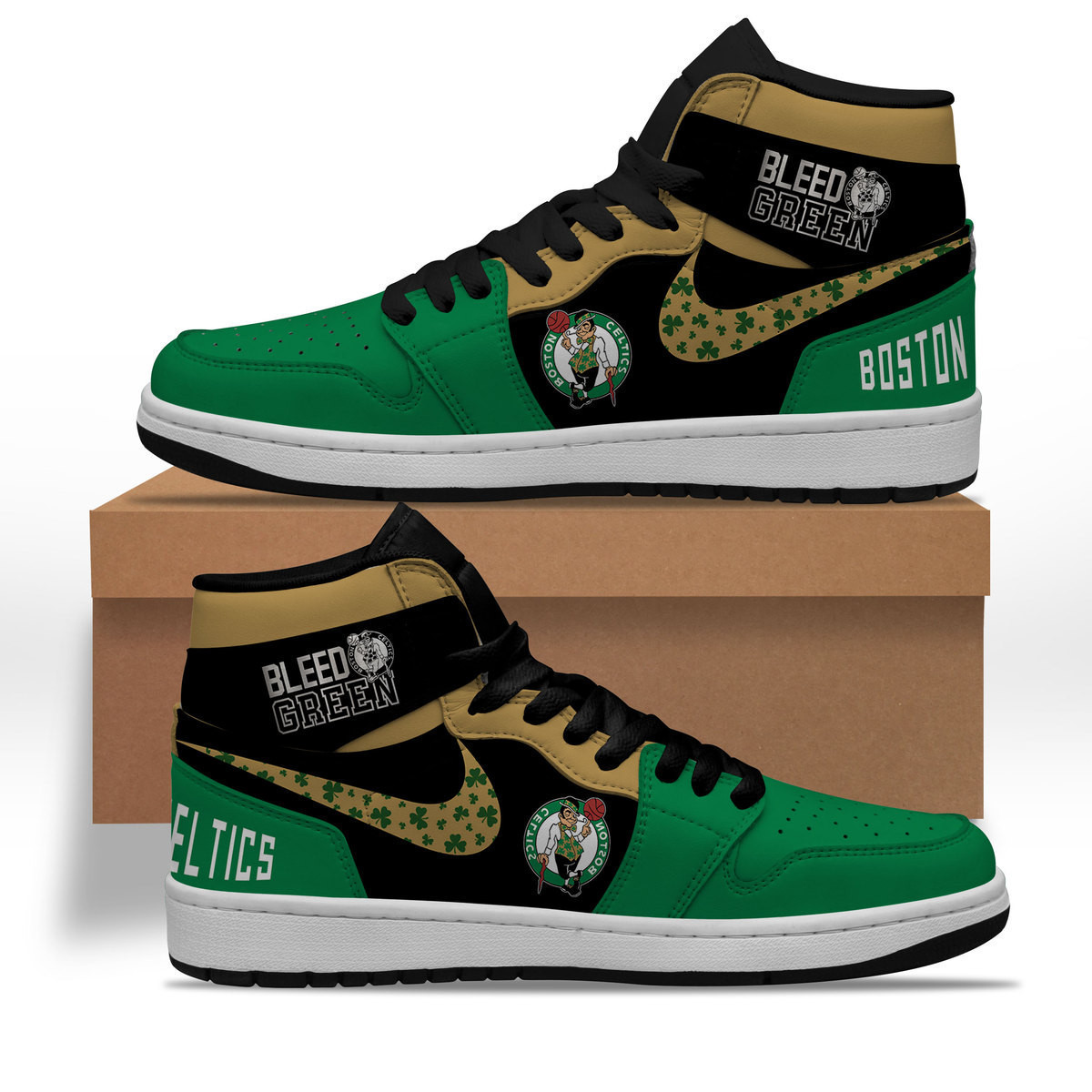 JWFancy Boston Celtics AJ1 High Sneakers Shoes For Men And Women