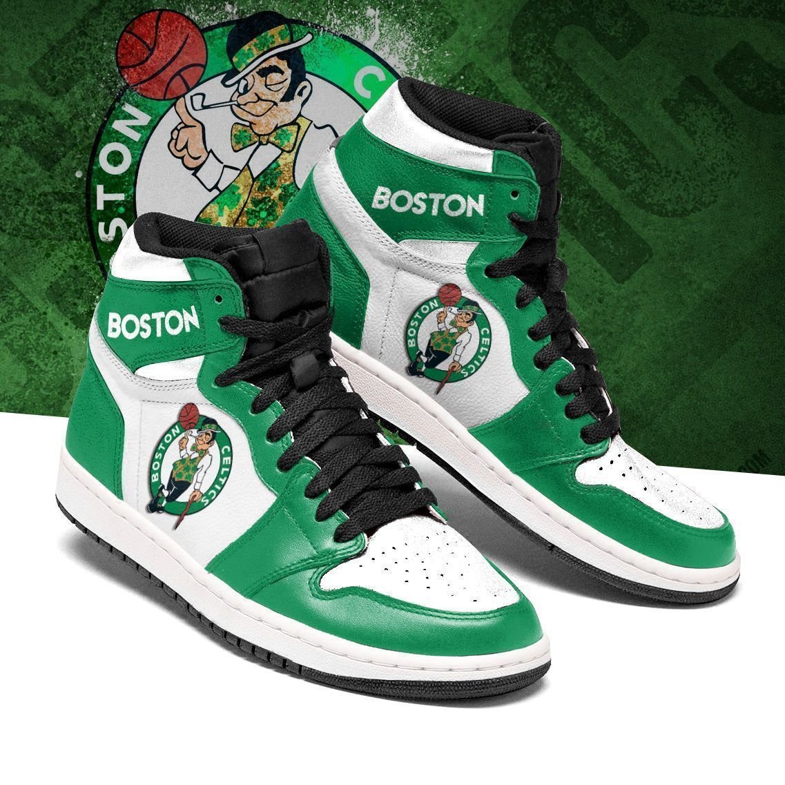JWFancy Boston Celtics NBA AJ1 High Sneakers Shoes For Men And Women