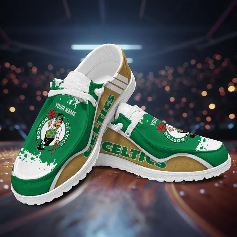 JWFancy Boston Celticss Hey Dude Shoes Wally Men's Lace Up Loafers Comfortable For Men And Women