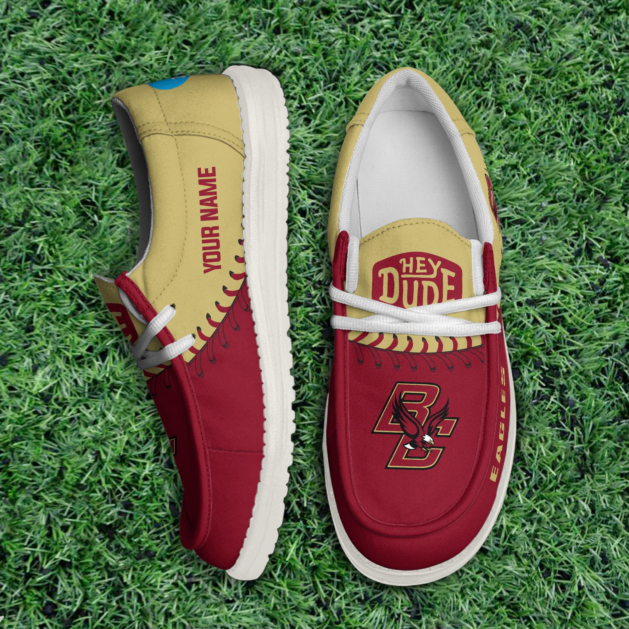 JWFancy Boston College Eagles Hey Dude Shoes Wally Men's Lace Up Loafers Comfortable For Men And Women