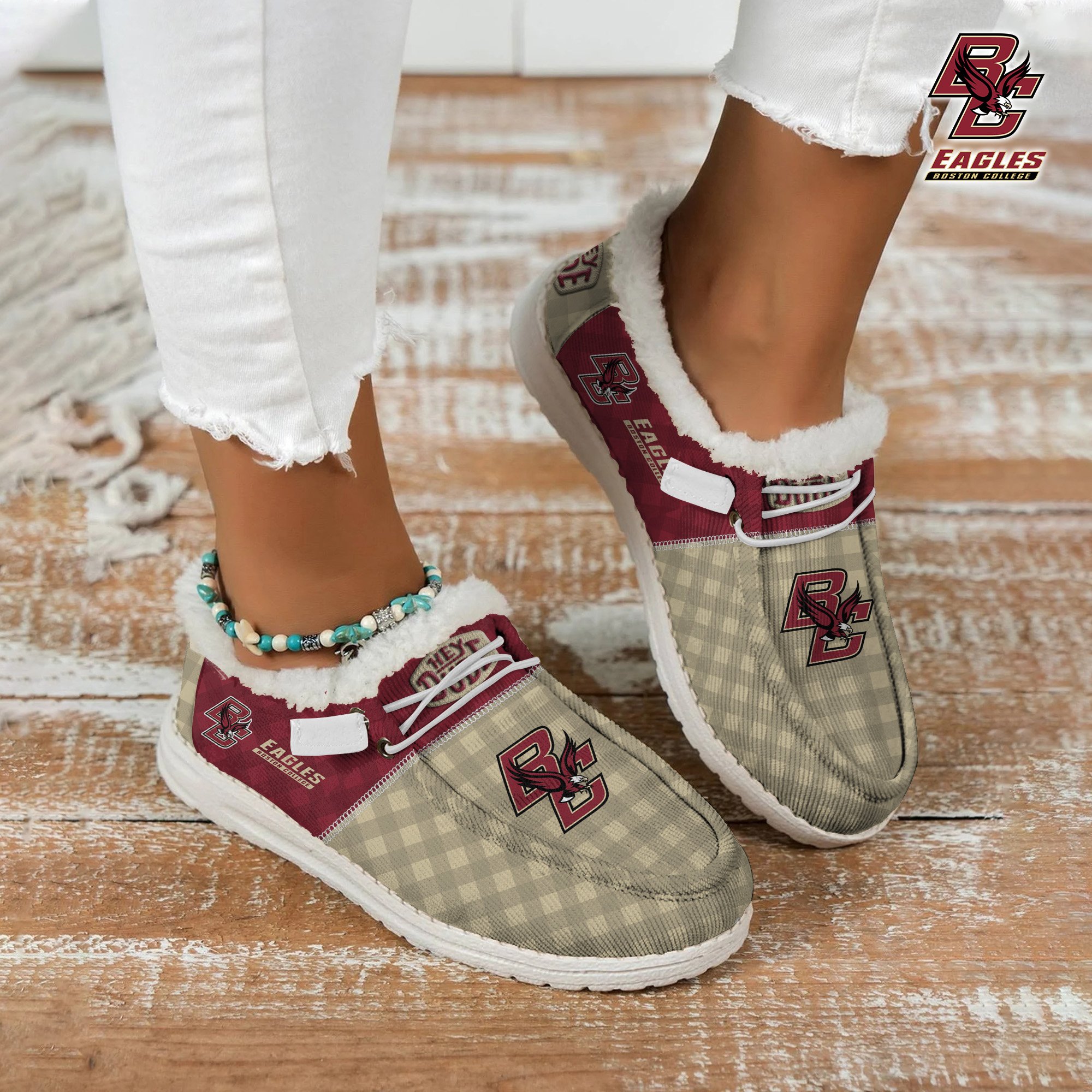 JWFancy Boston College Eagles Hey Dude Shoes Wally Men's Lace Up Loafers Comfortable For Men And Women