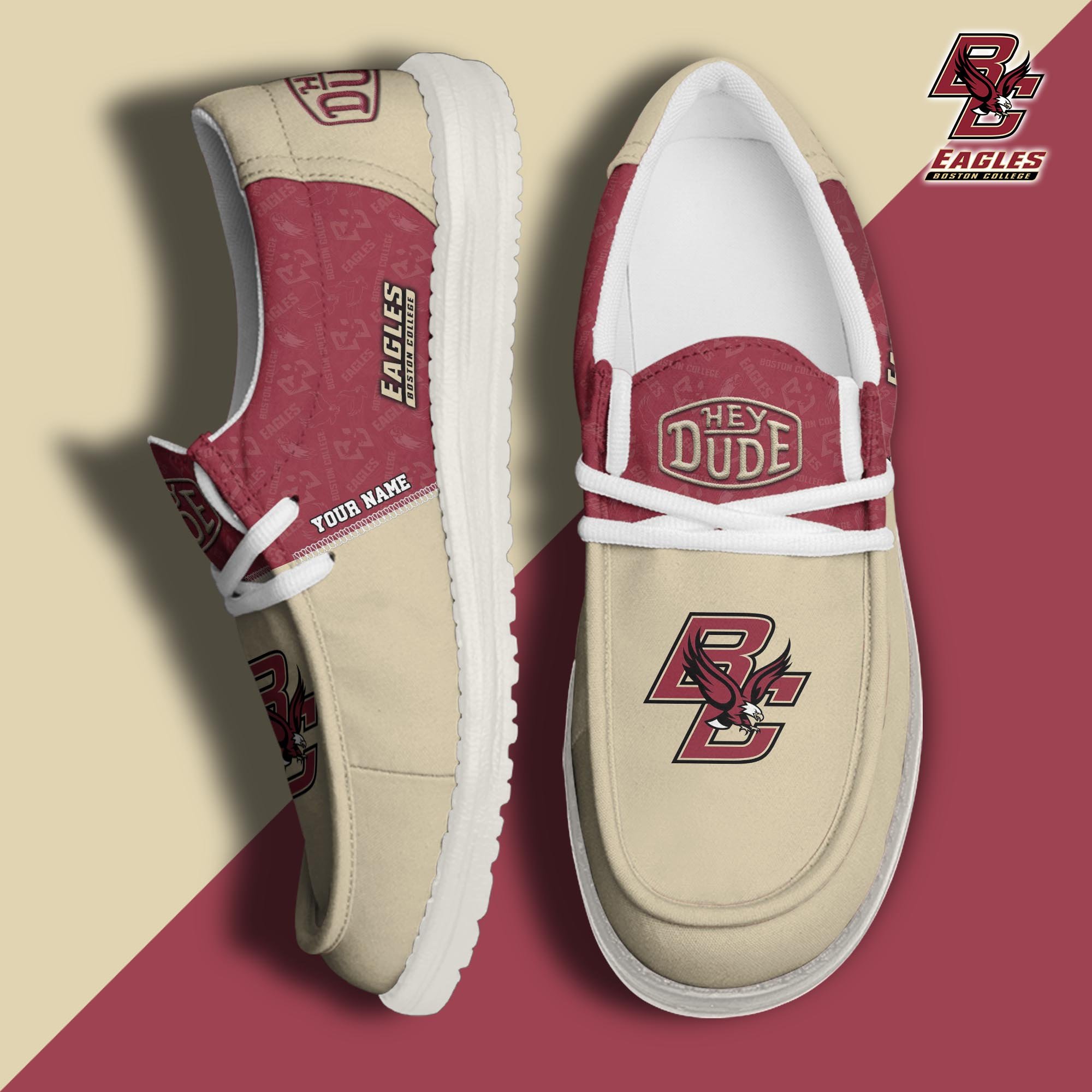 JWFancy Boston College Eagles Hey Dude Shoes Wally Men's Lace Up Loafers Comfortable For Men And Women