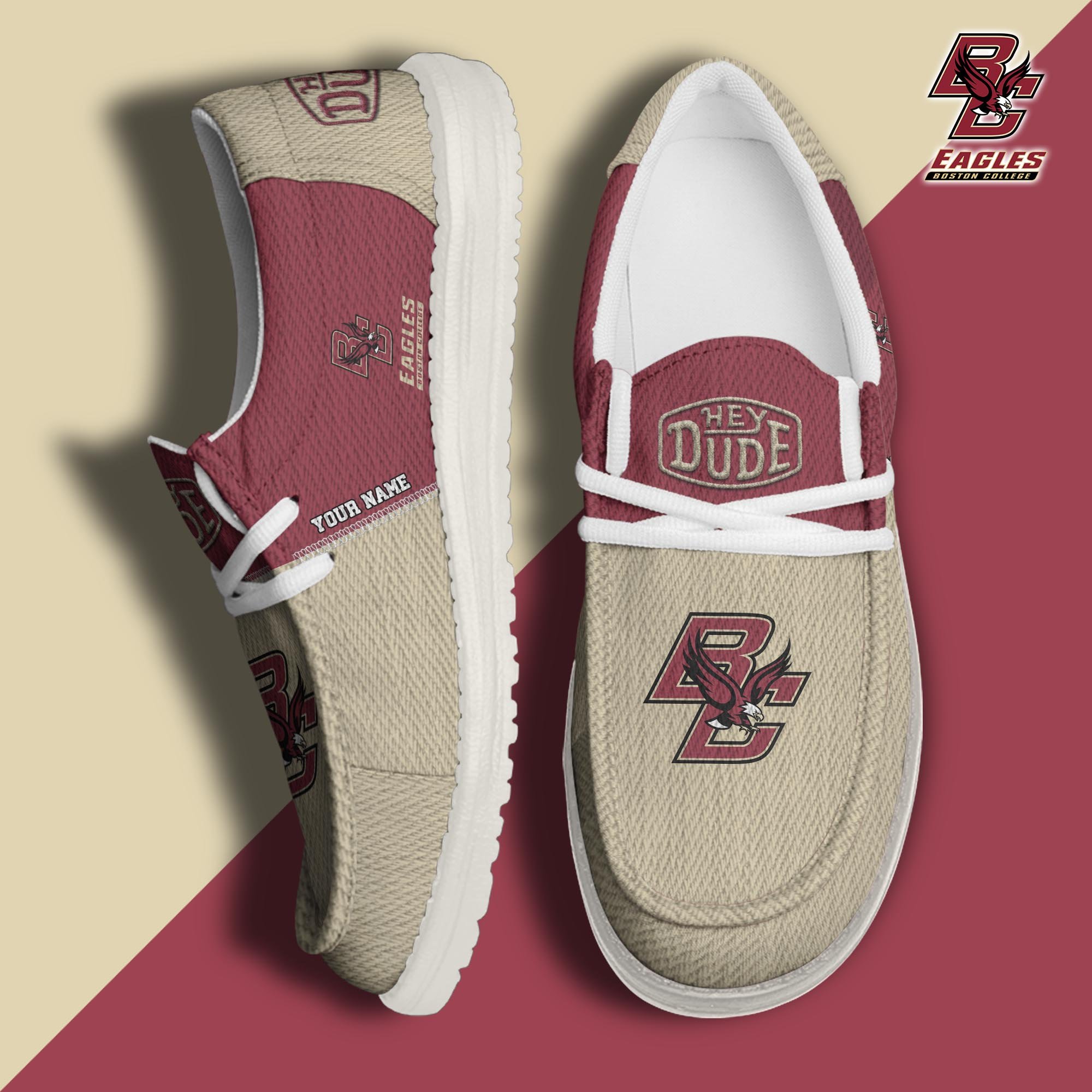 JWFancy Boston College Eagles Hey Dude Shoes Wally Men's Lace Up Loafers Comfortable For Men And Women
