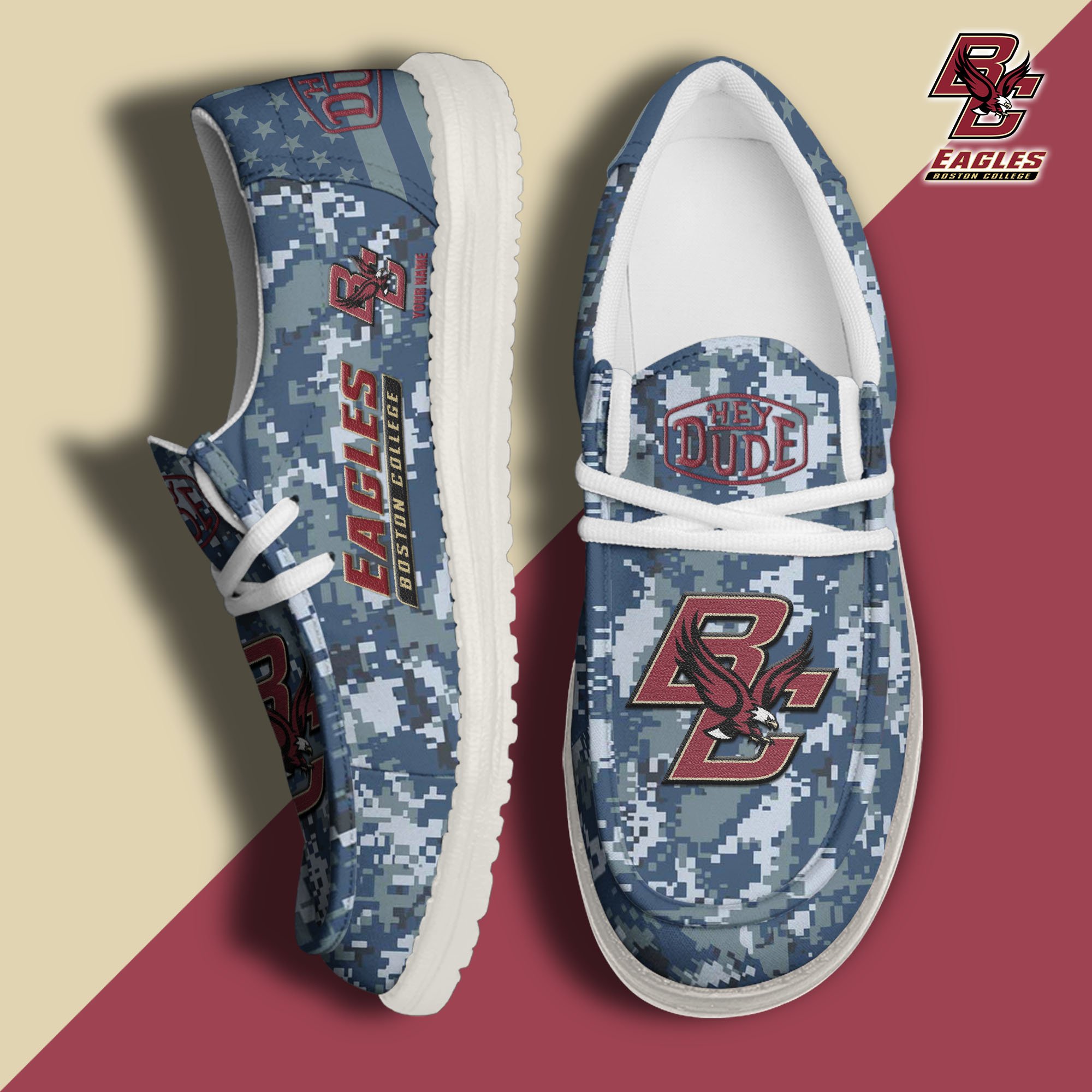 JWFancy Boston College Eagles Hey Dude Shoes Wally Men's Lace Up Loafers Comfortable For Men And Women