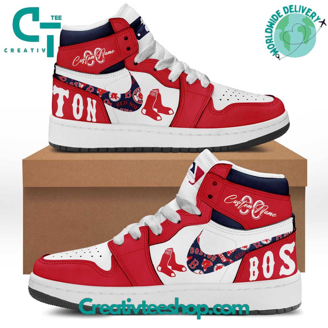 JWFancy Boston Red Sox AJ1 High Sneakers Shoes For Men And Women