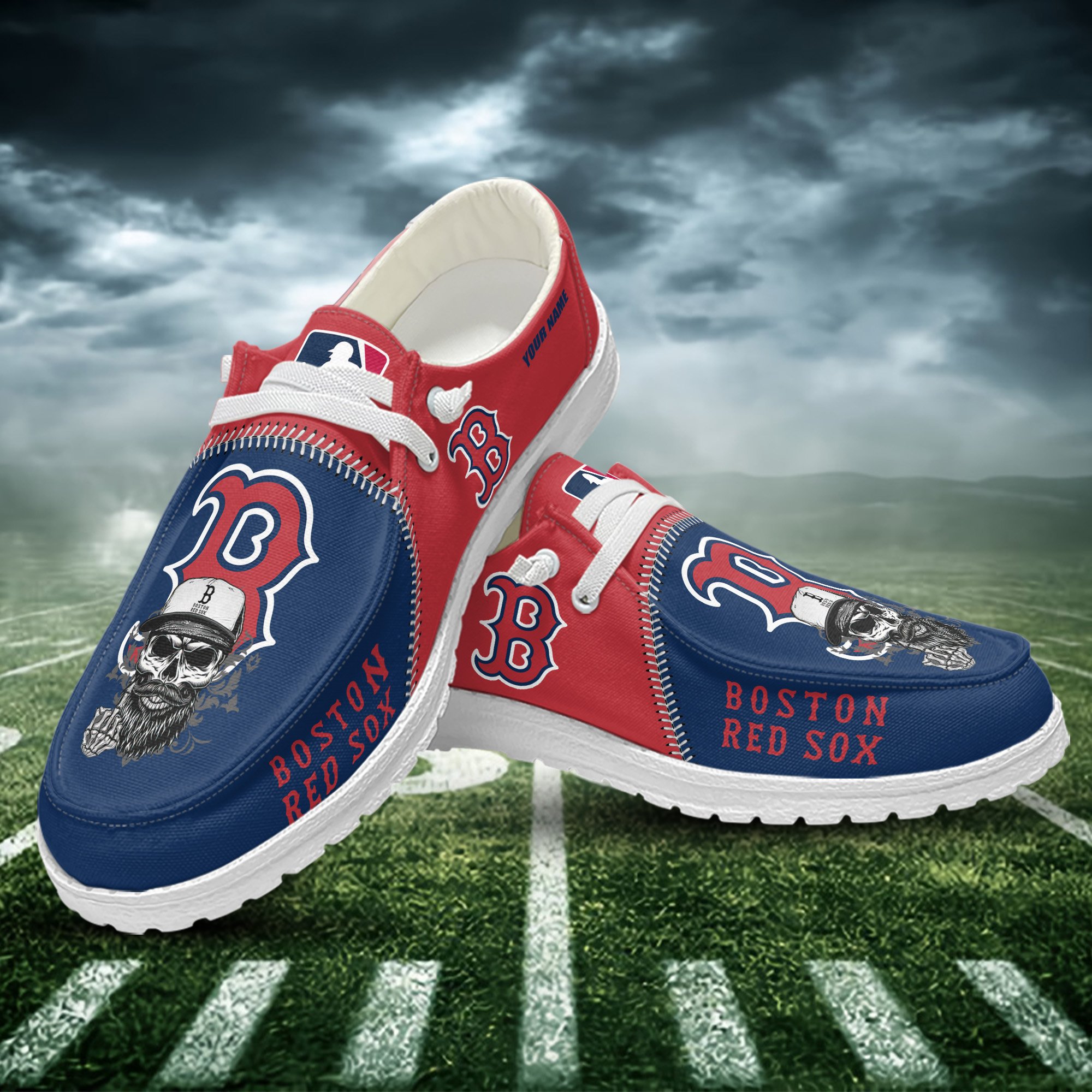 JWFancy Boston Red Sox Hey Dude Shoes Wally Men's Lace Up Loafers Comfortable For Men And Women