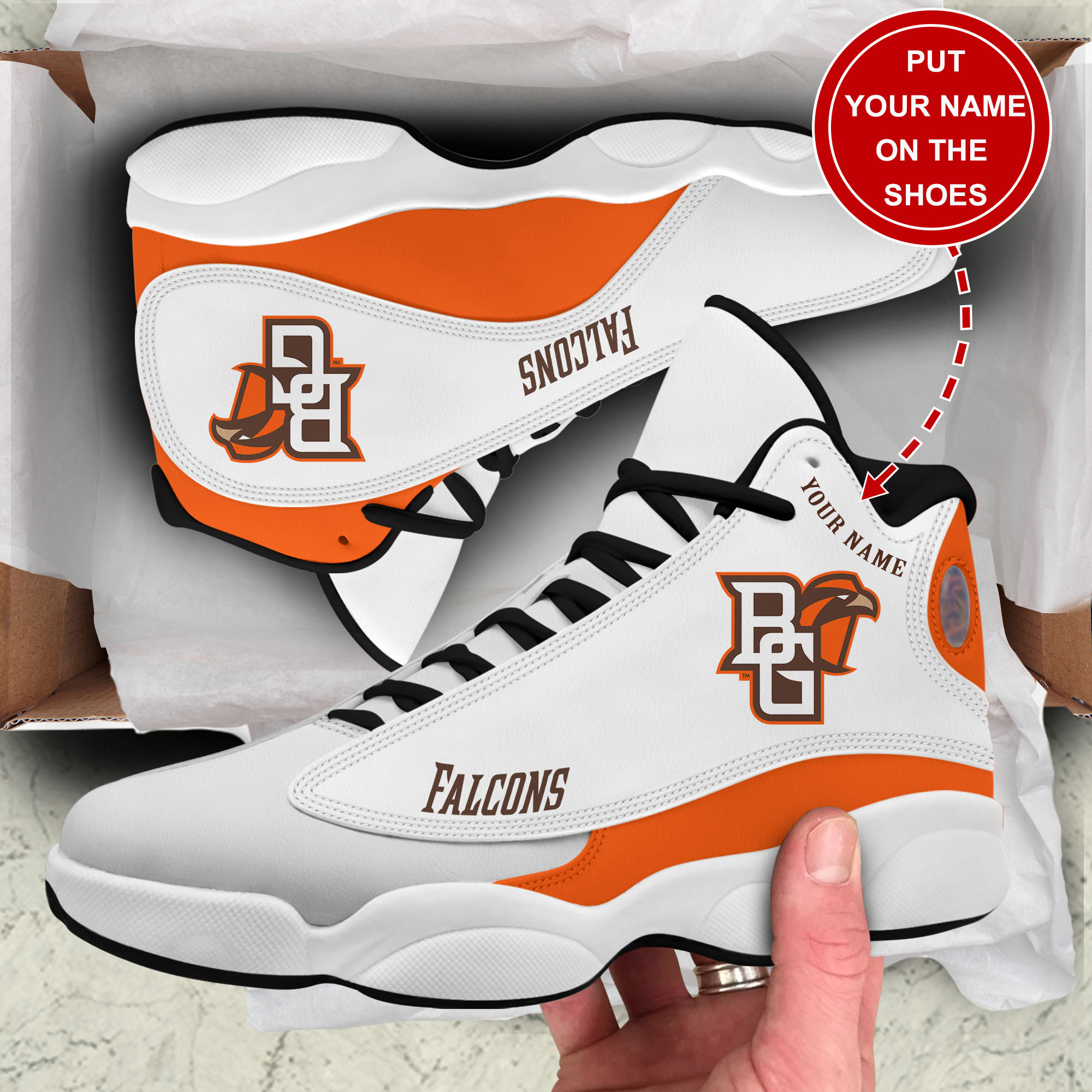 JWFancy Bowling Green Falcons AJ13 Sneakers Shoes For Men And Women